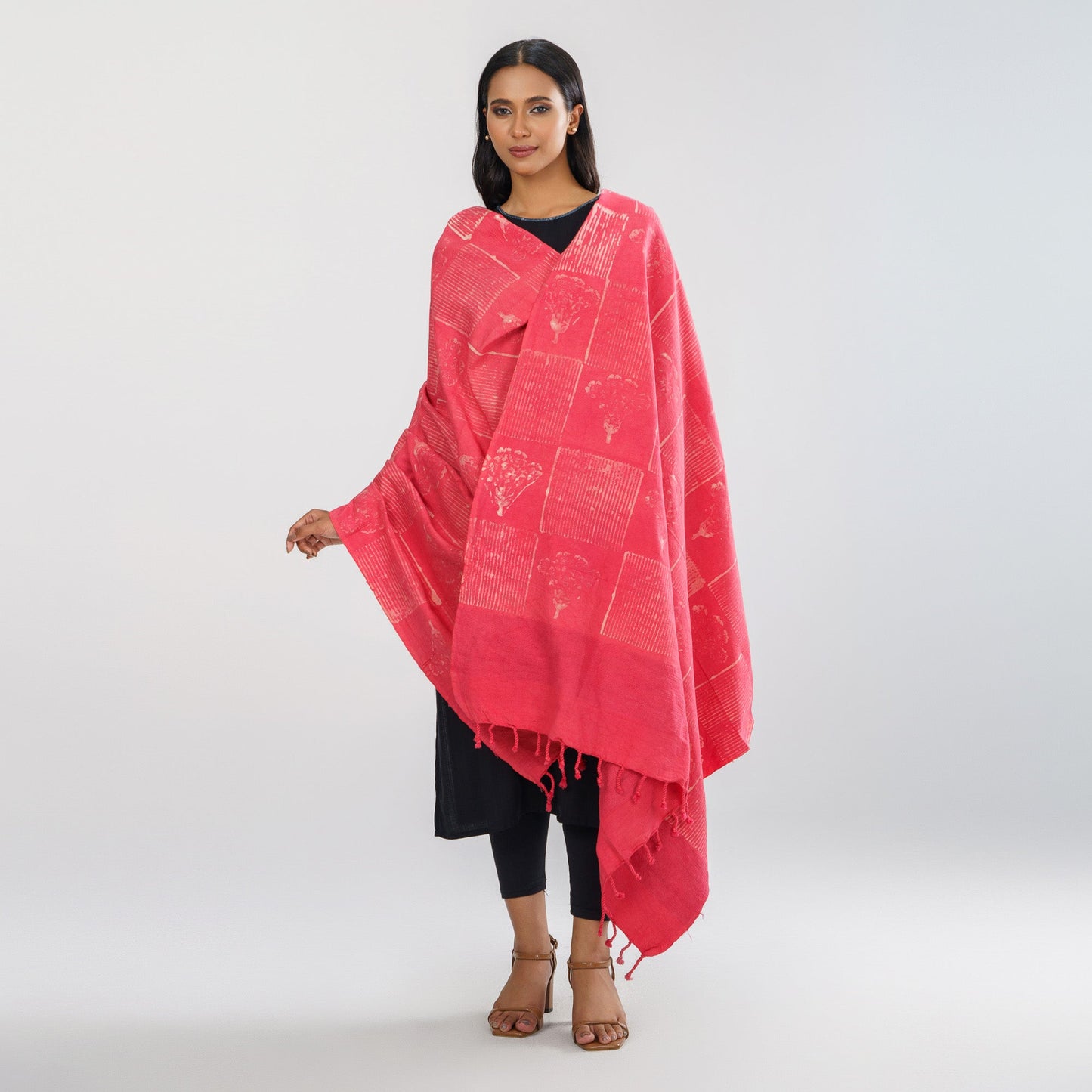 Womens Ethnic Lac Cotton Shawl