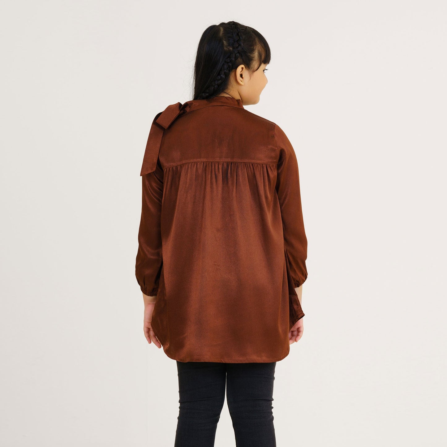 Girl's Brown Embroidered Tunic