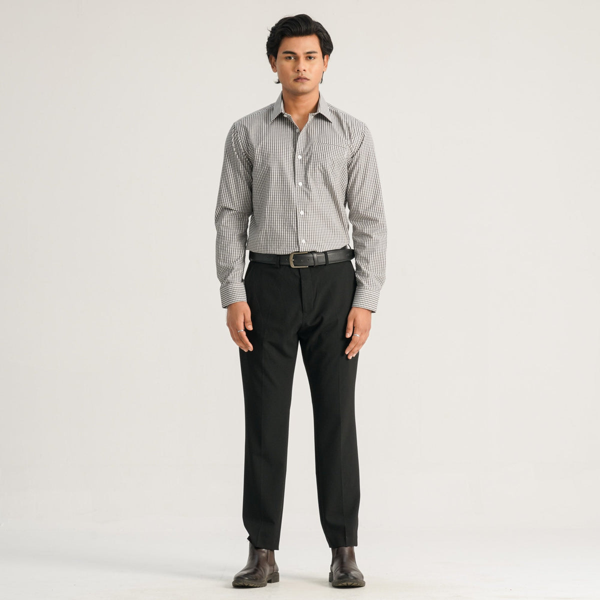 Mens Chocoate Check Formal Shirt