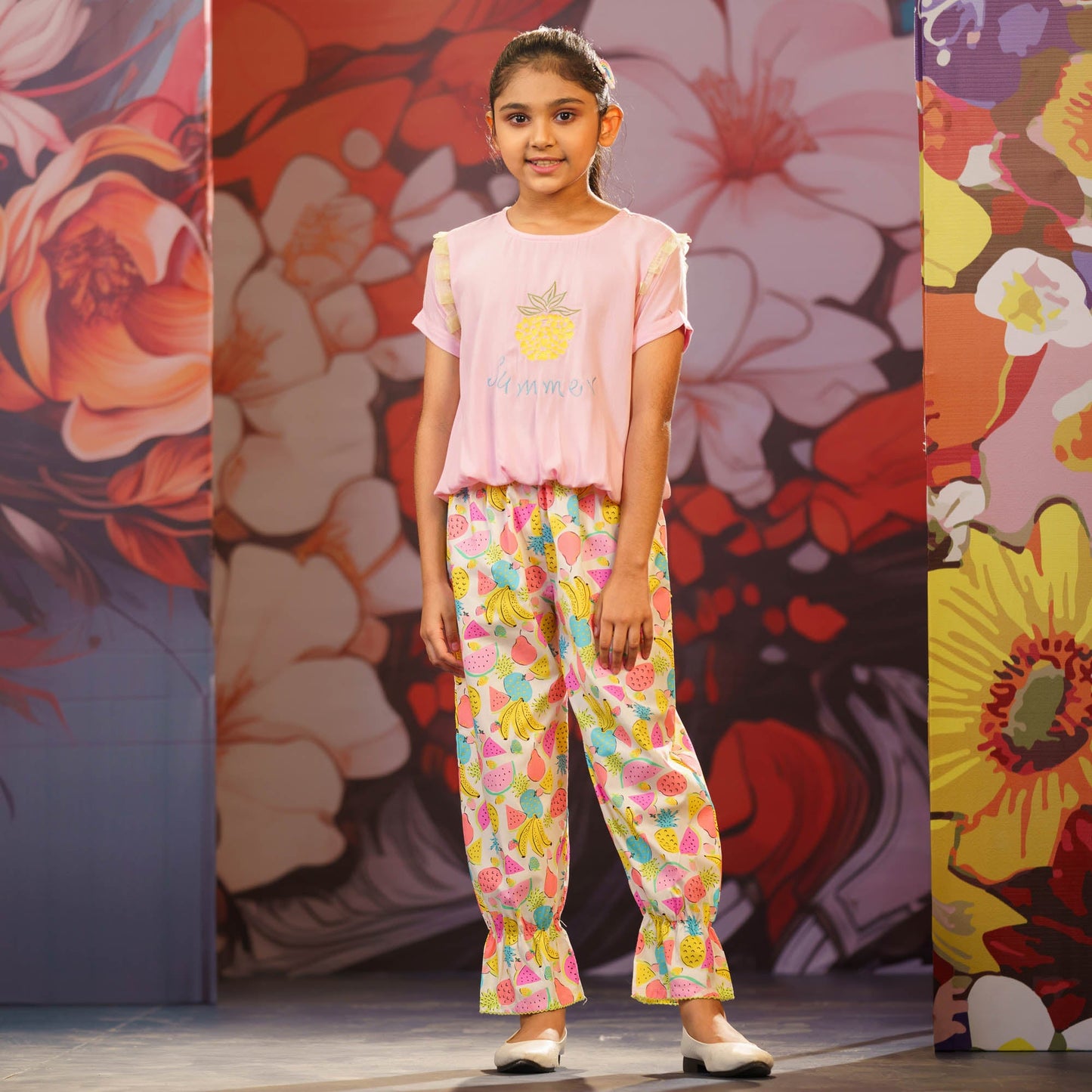 GIRLS 2PCS-PINK AOP