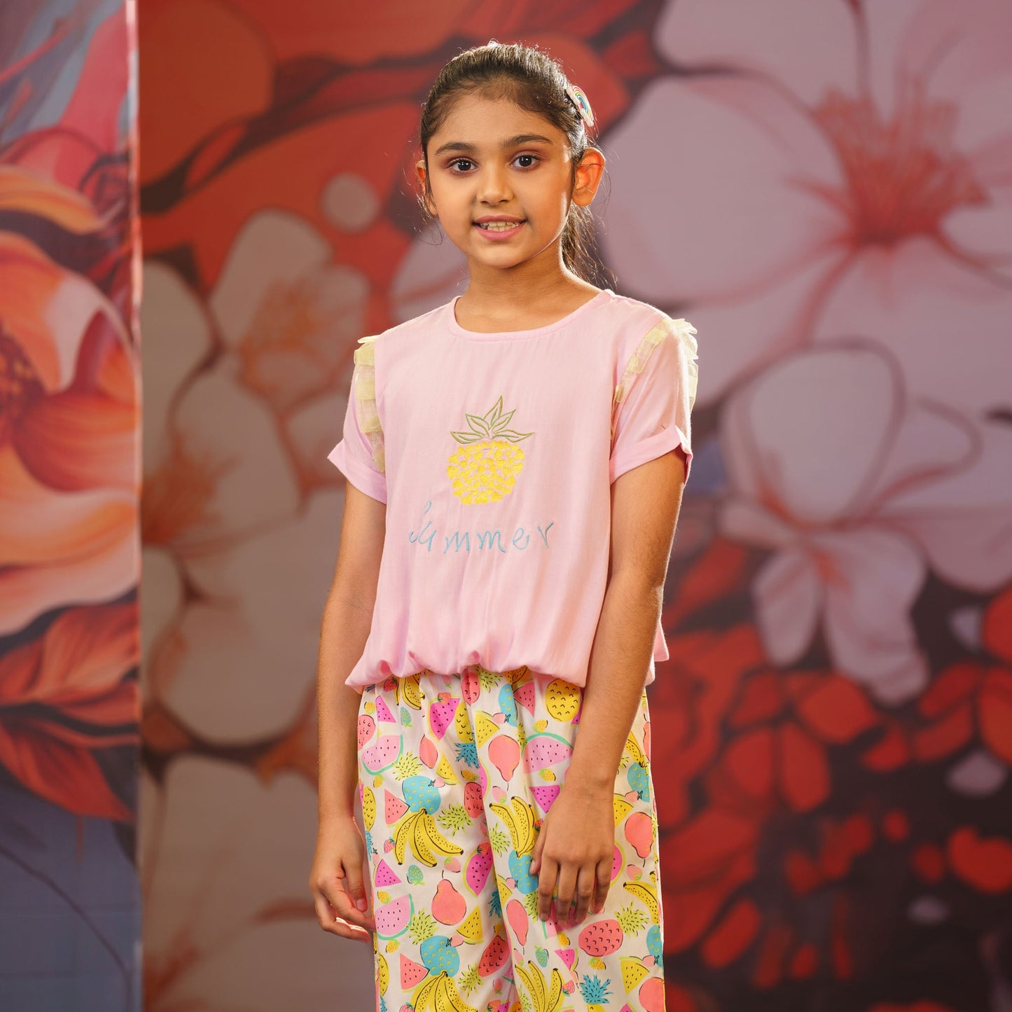 GIRLS 2PCS-PINK AOP