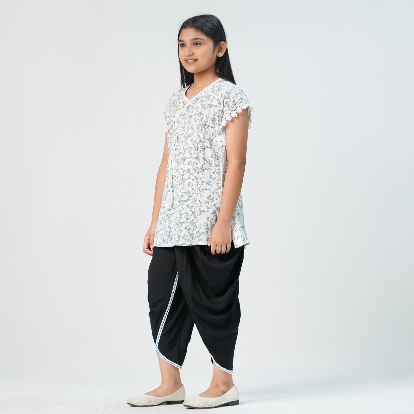 Girls White Black Two-Piece Set