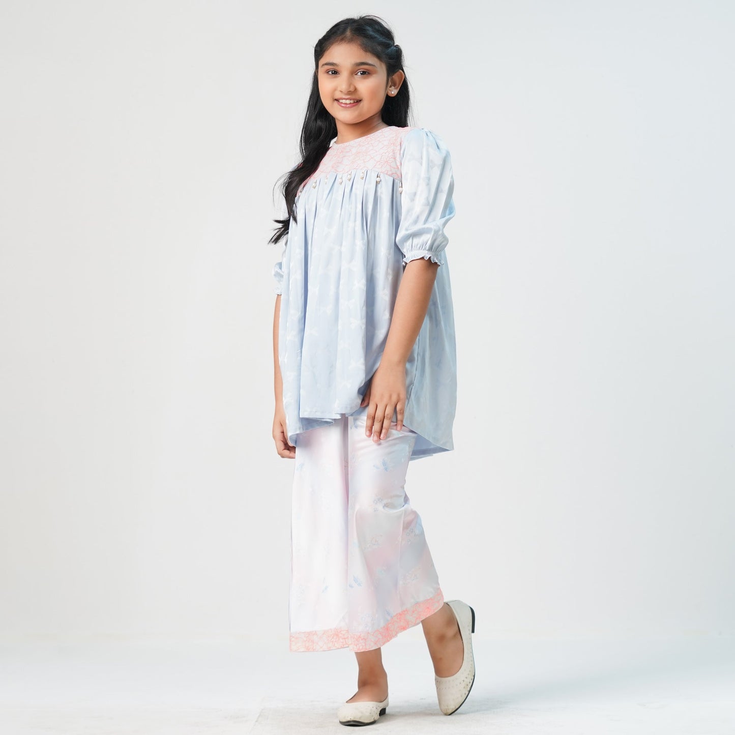 Girls Silk Two Piece Set