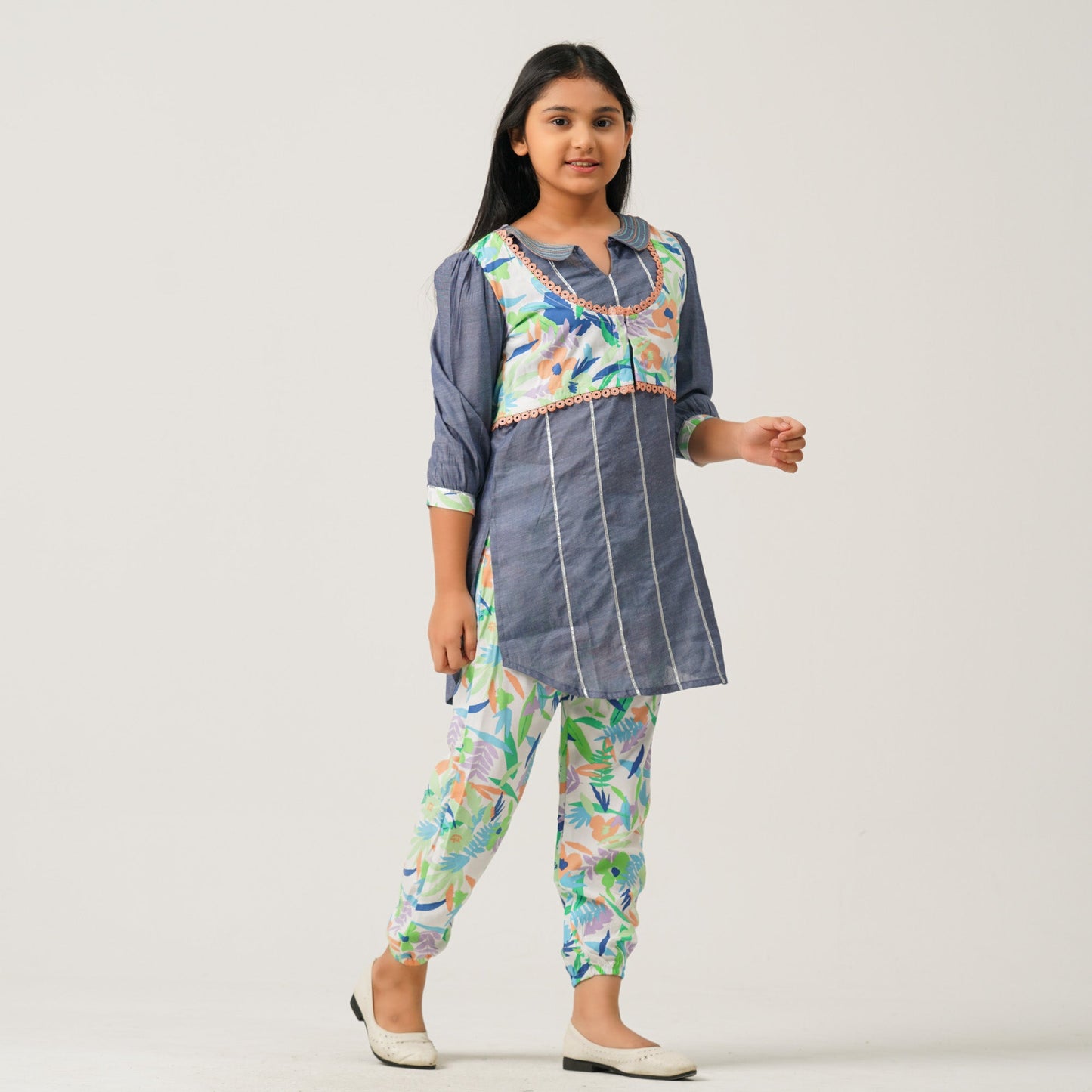 Girls Navy Blue Two Piece Set