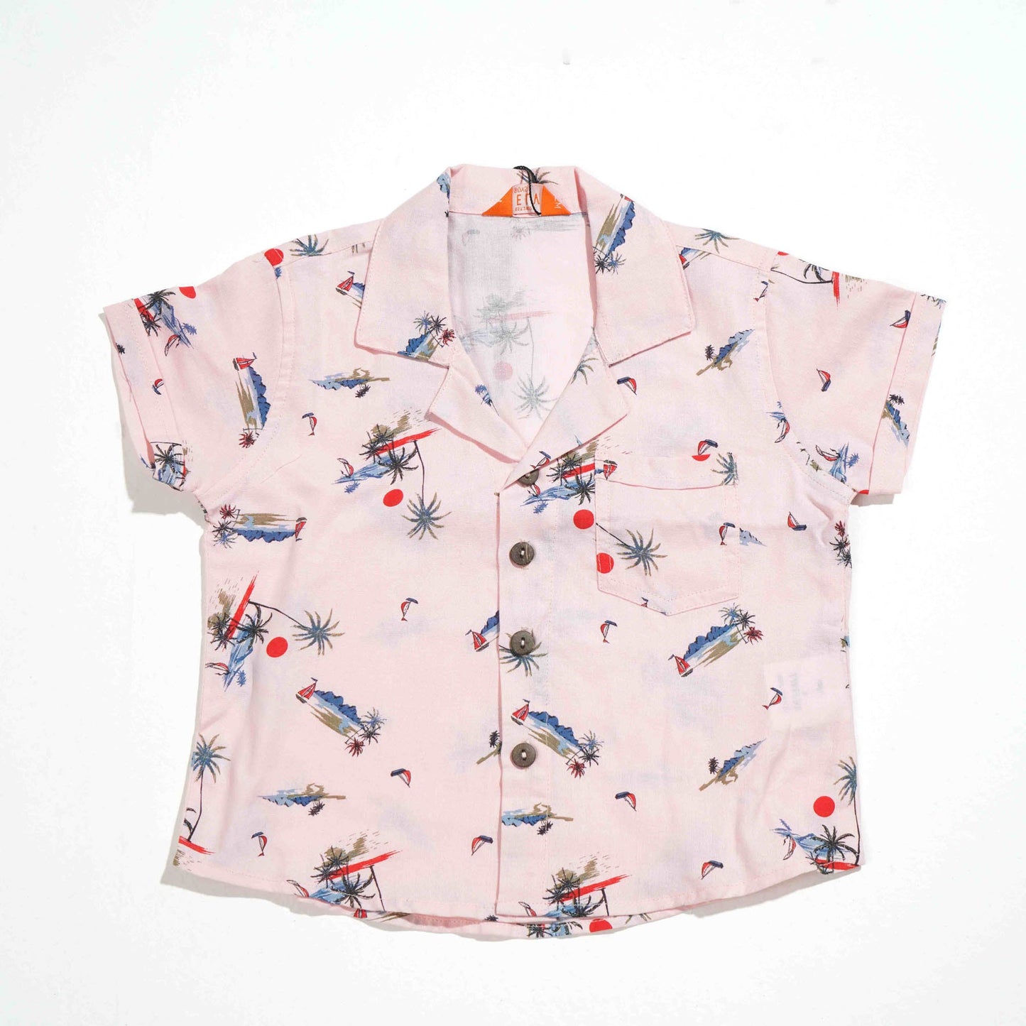NEW BORN BOYS SHIRT- PINK AOP