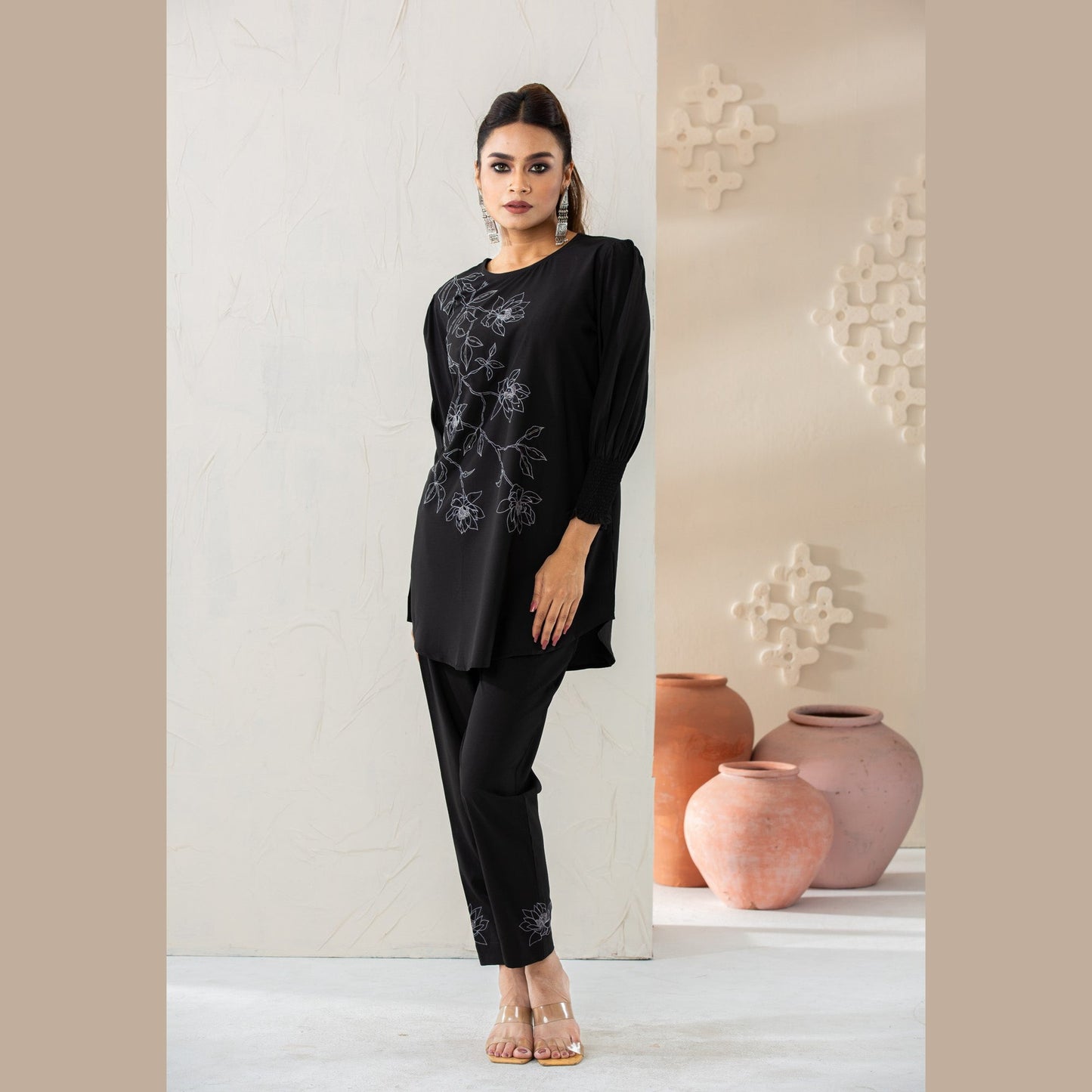 Womens Black Ethnic Set