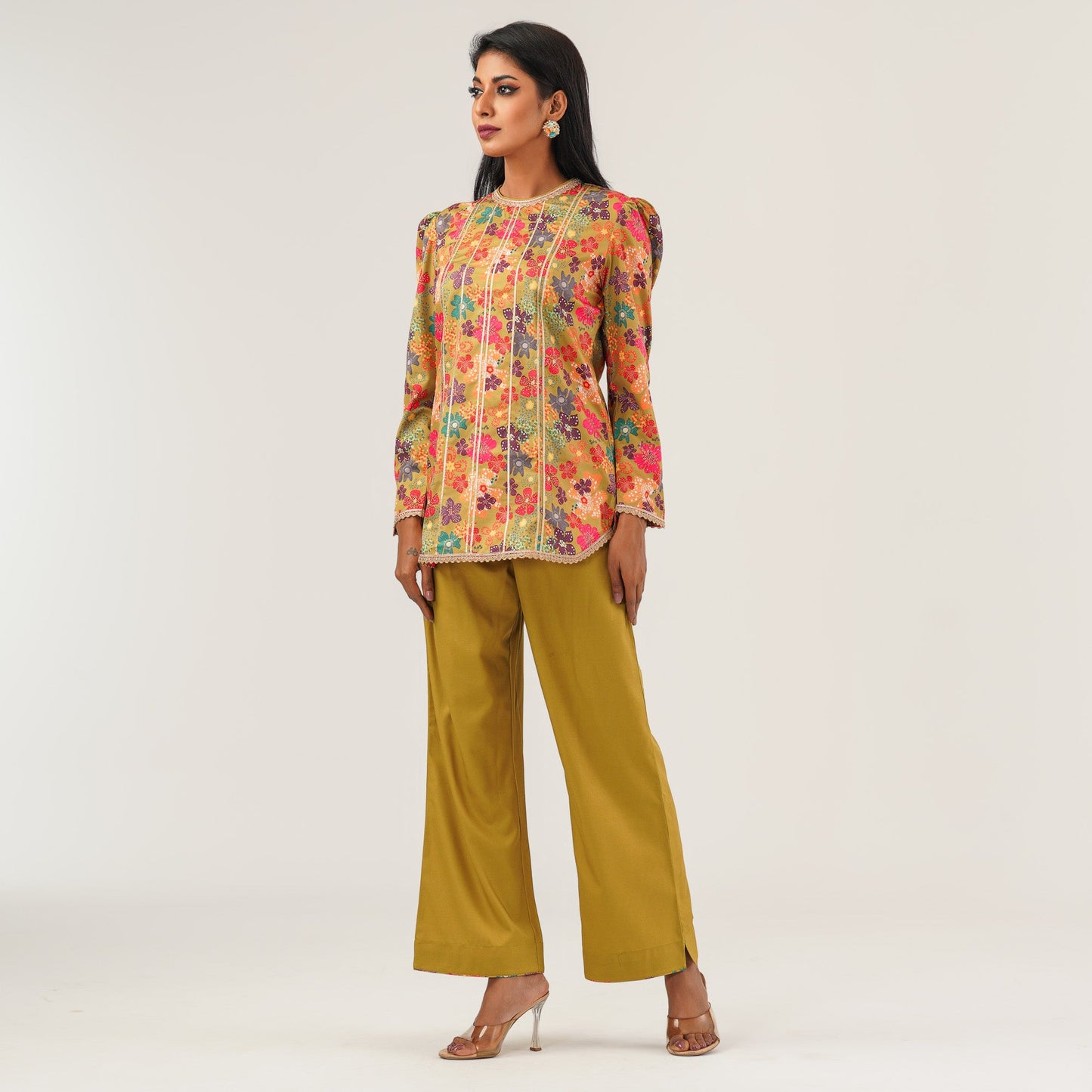 Womens Floral Ethnic Two Piece Set