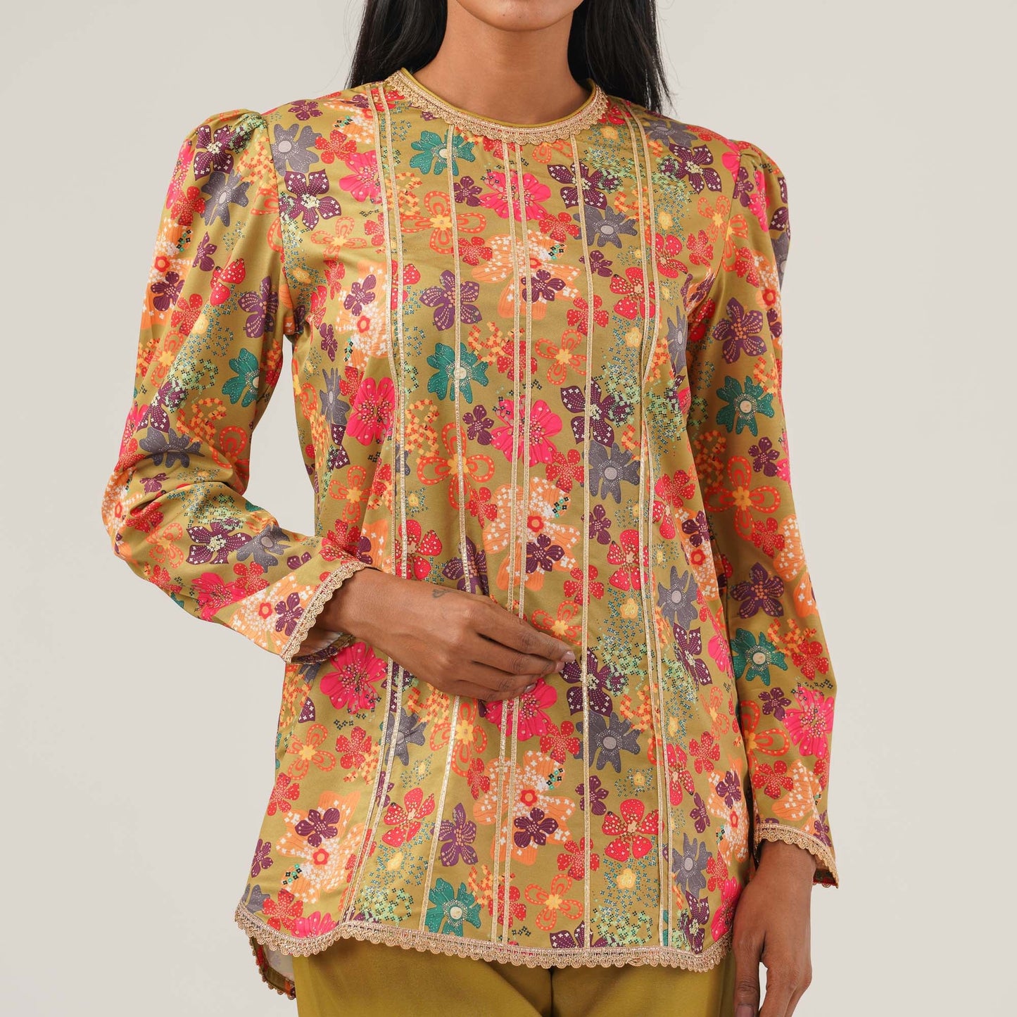 Womens Floral Ethnic Two Piece Set