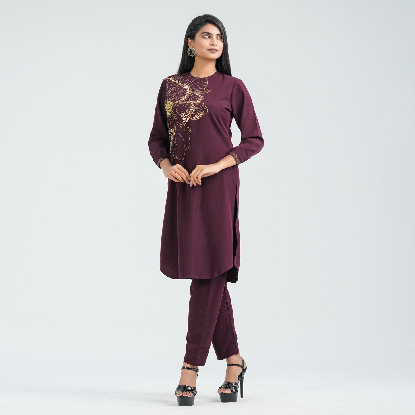 Women’s Floral Blended Silk Two Piece Set