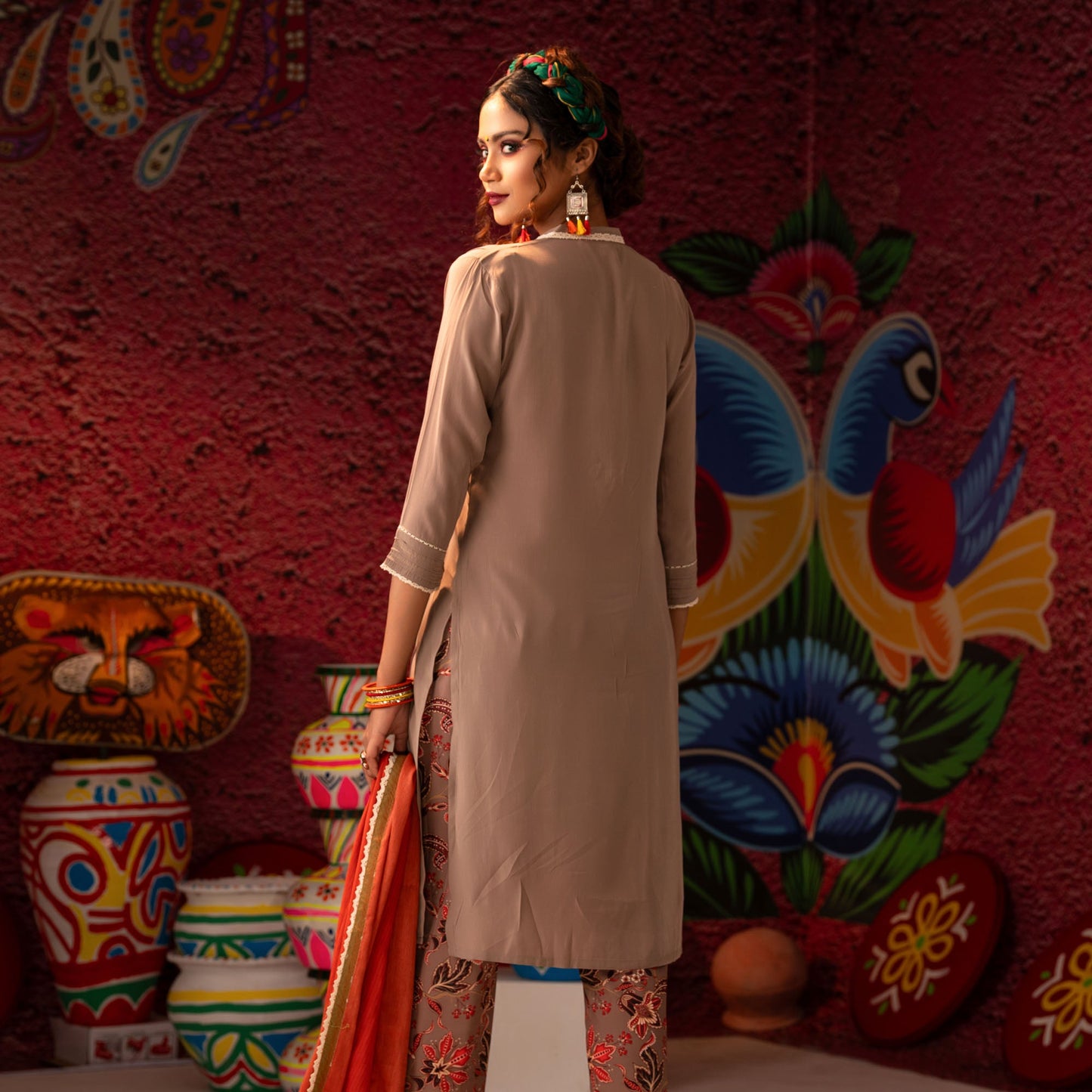 Womens Beige Three Piece set