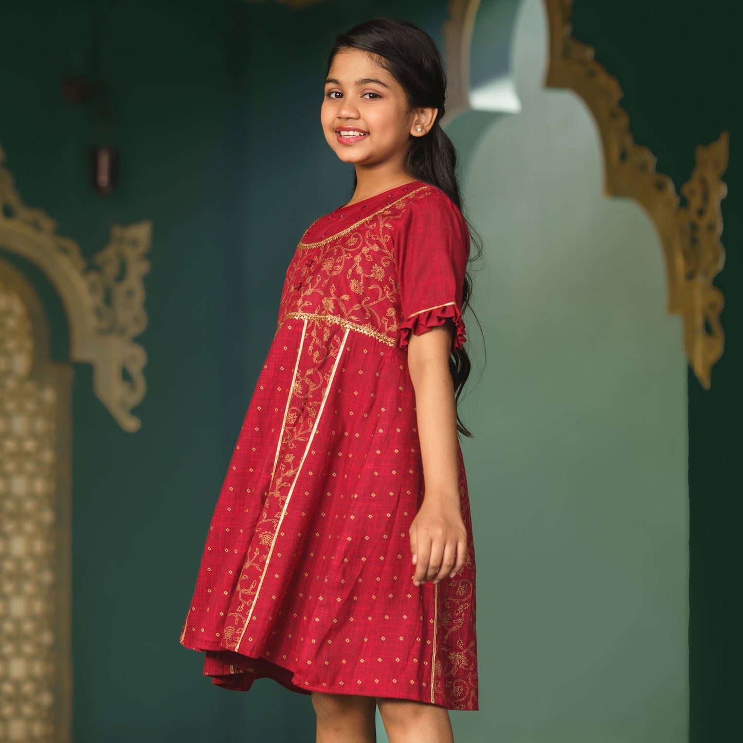 Girls Frock-Red