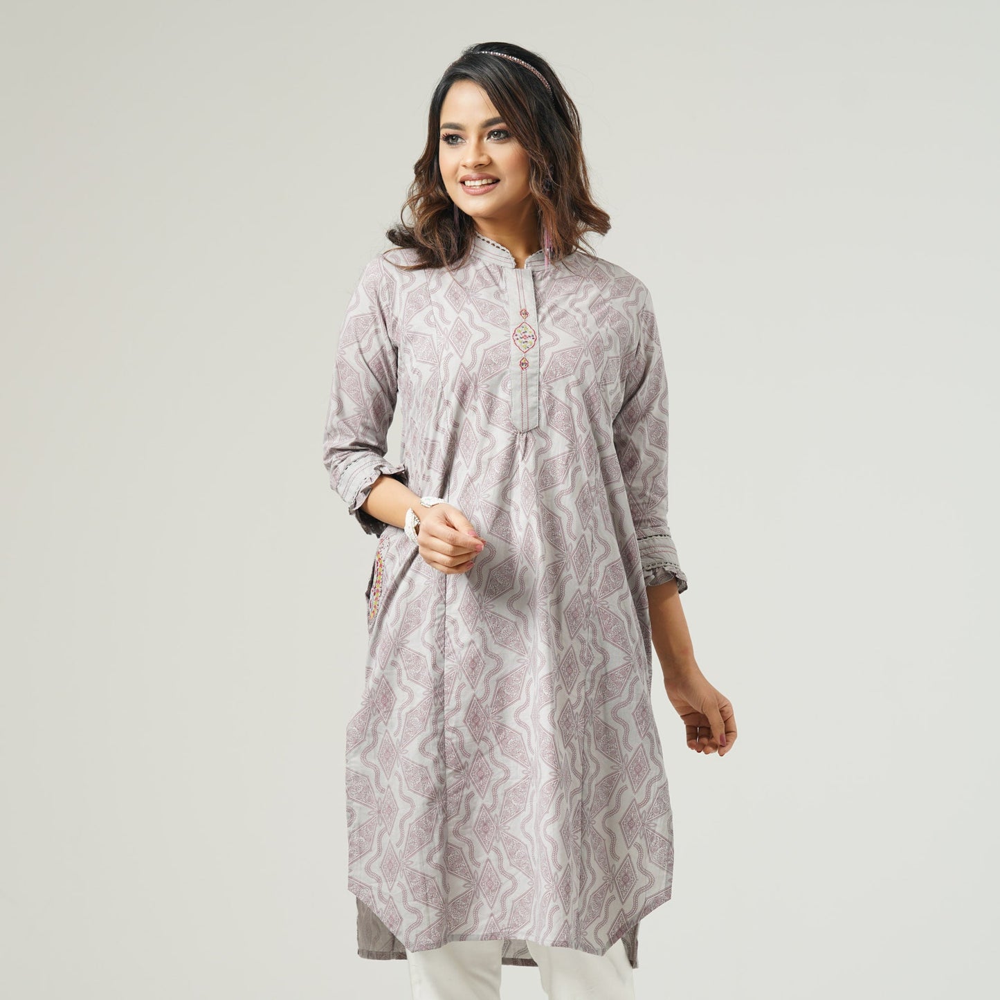 Womens Beige Ethnic Tunic