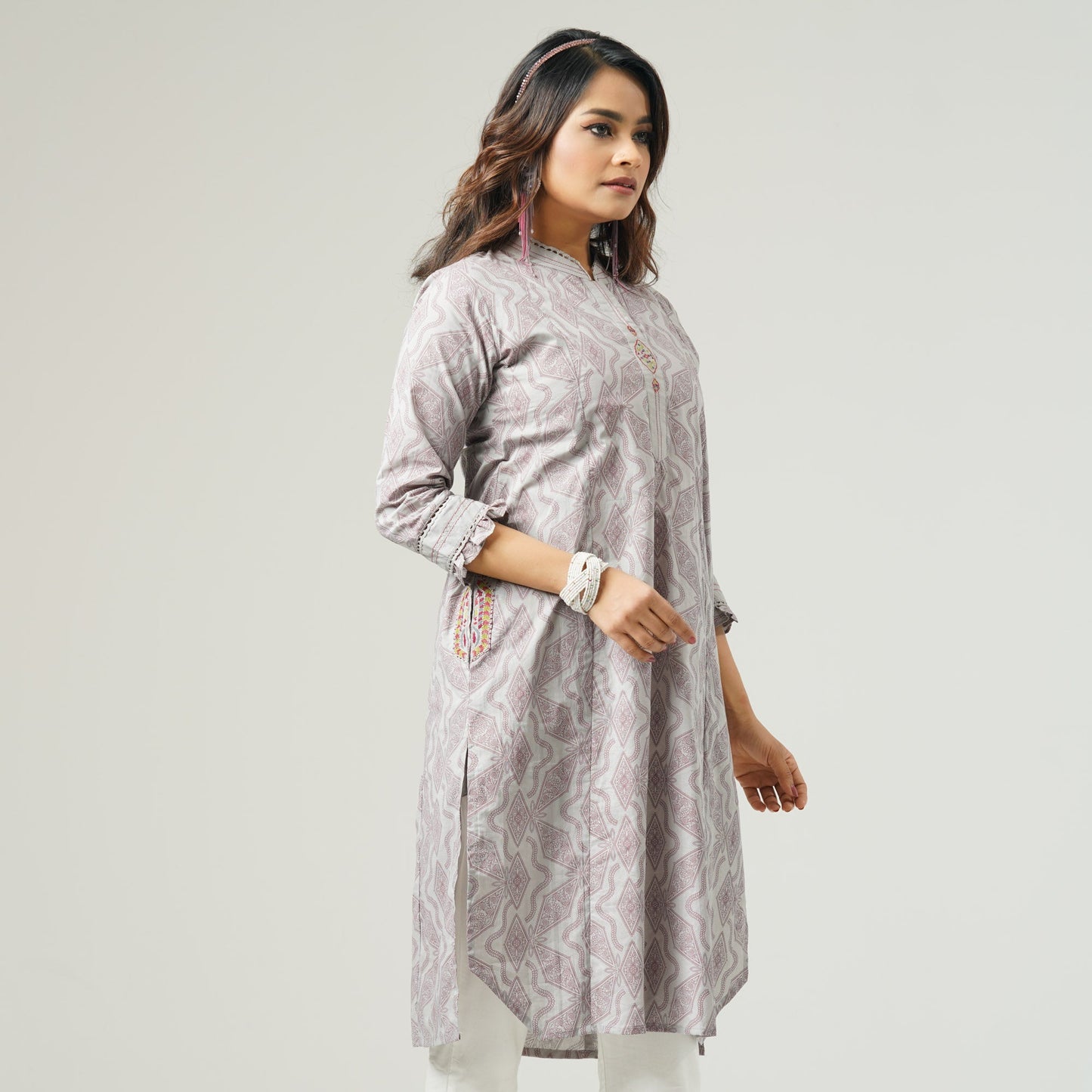 Womens Beige Ethnic Tunic