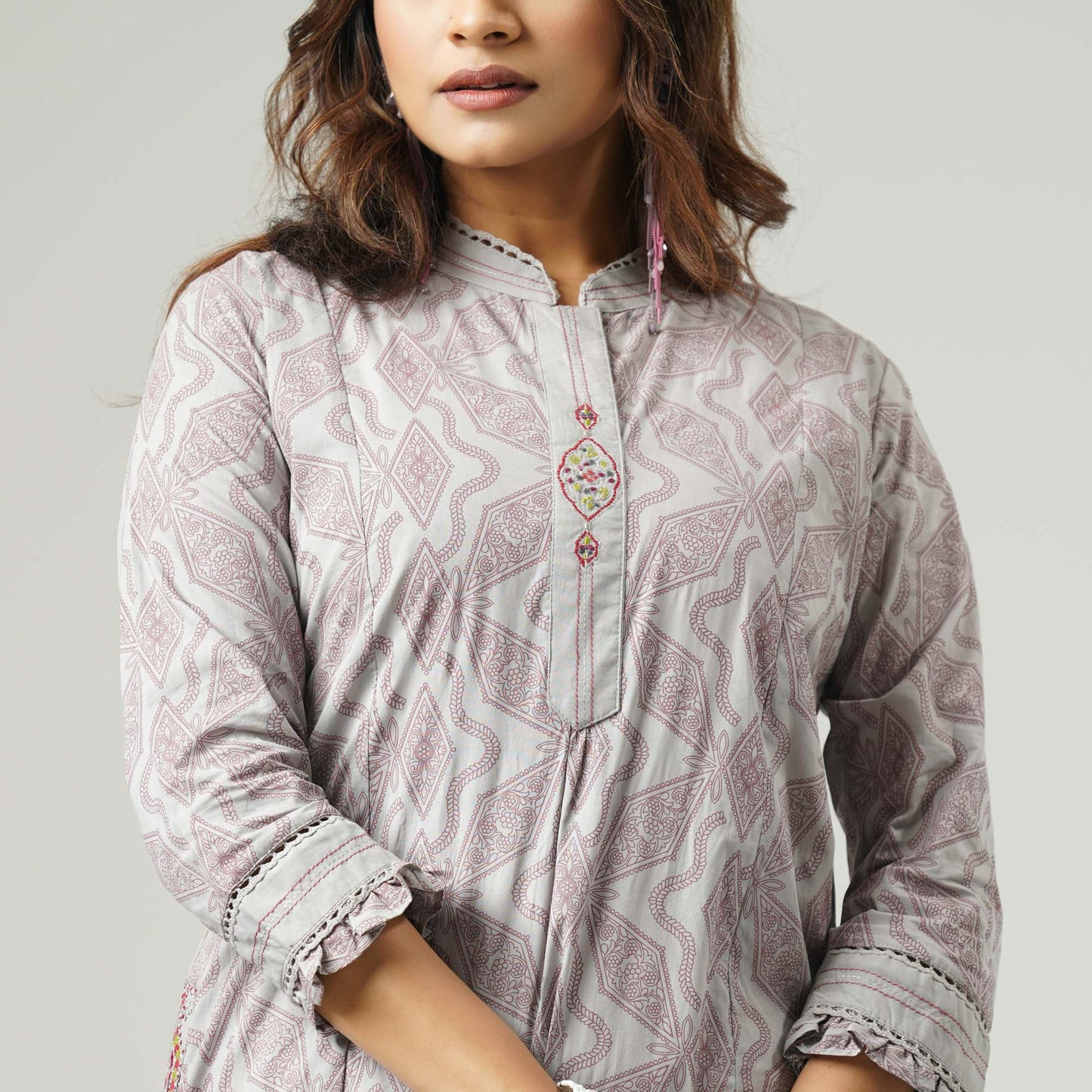 Womens Beige Ethnic Tunic