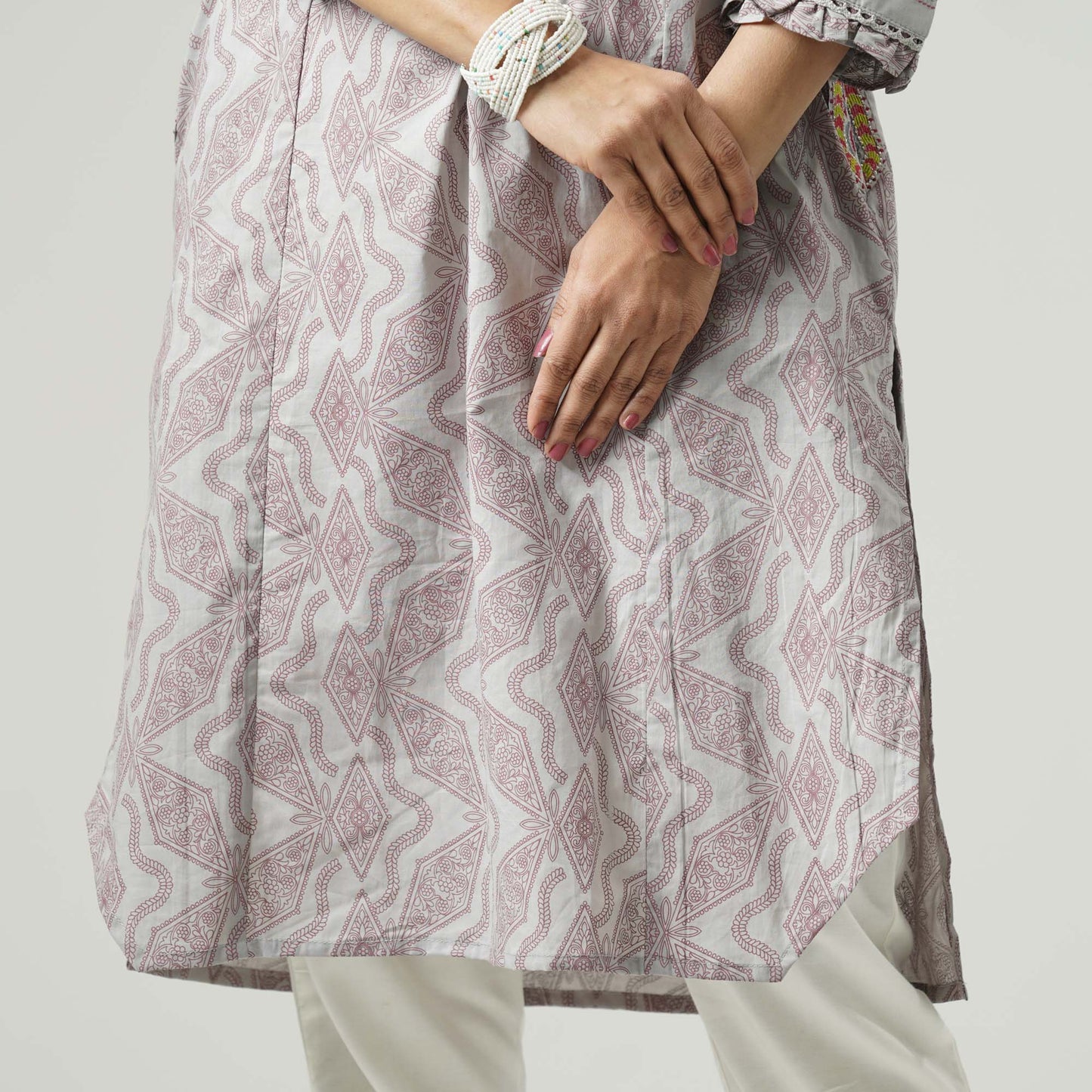Womens Beige Ethnic Tunic