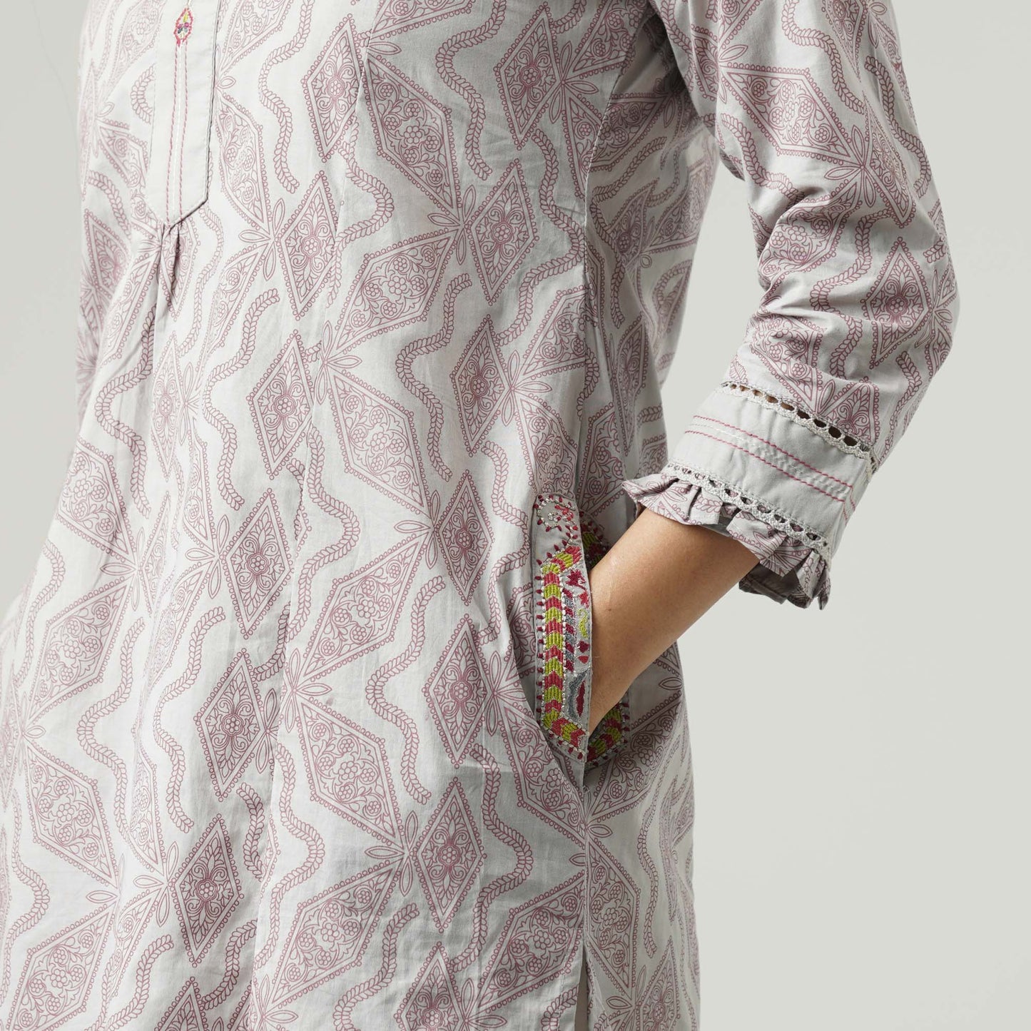 Womens Beige Ethnic Tunic