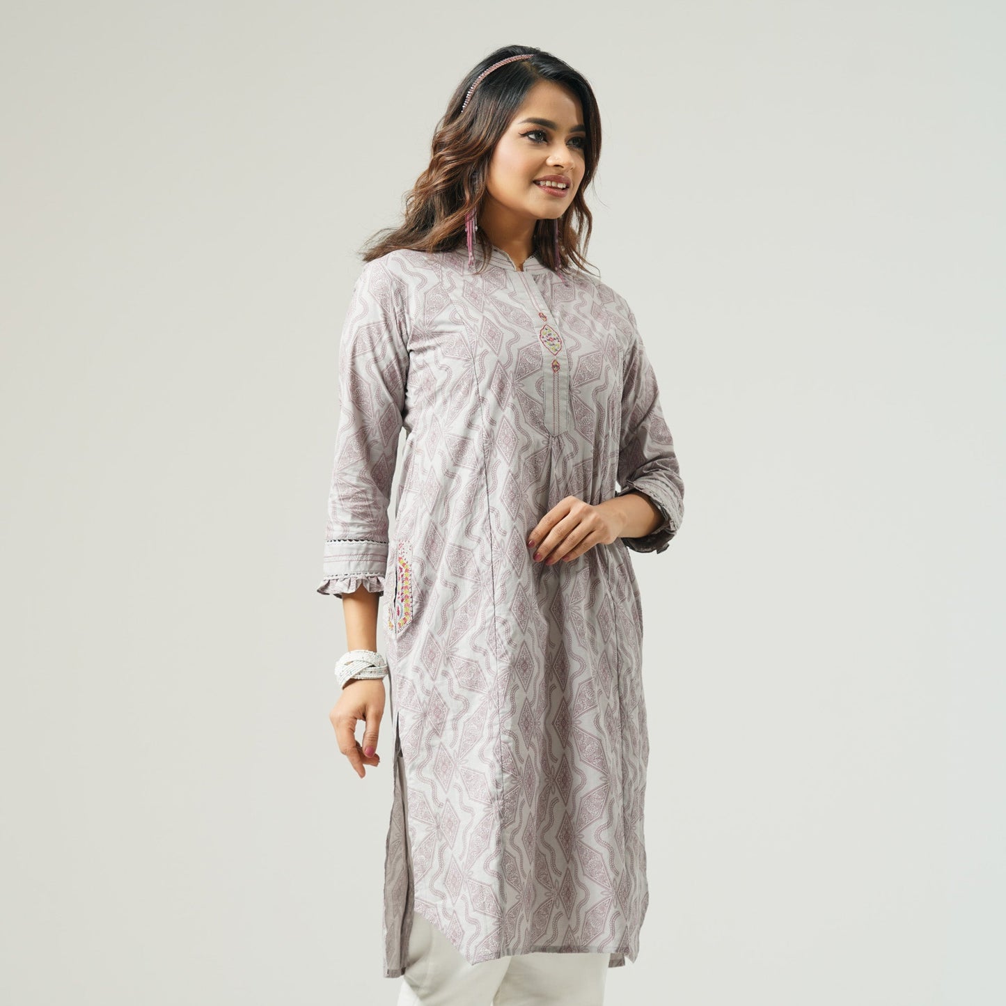 Womens Beige Ethnic Tunic