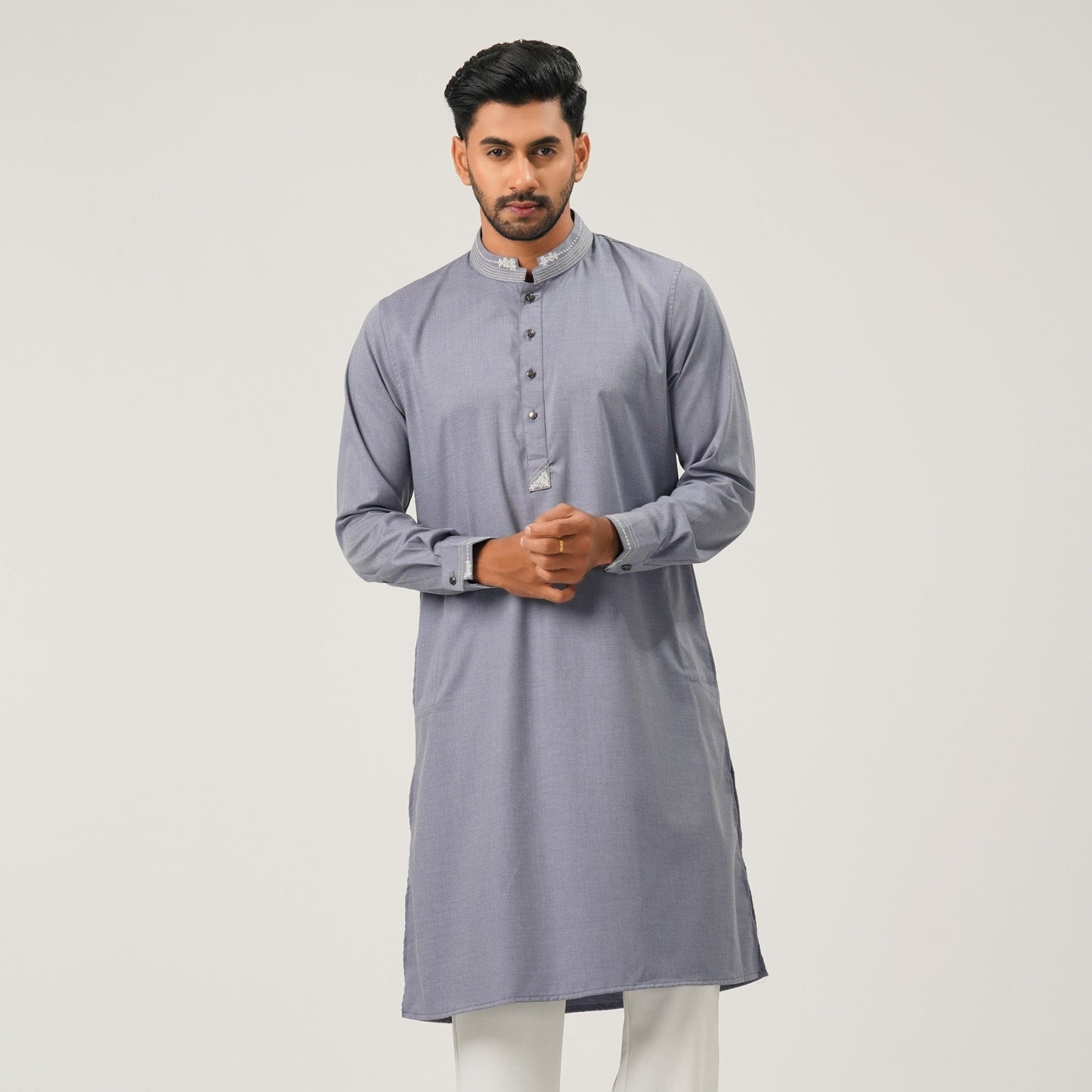 Mens Grey Premium Panjabi