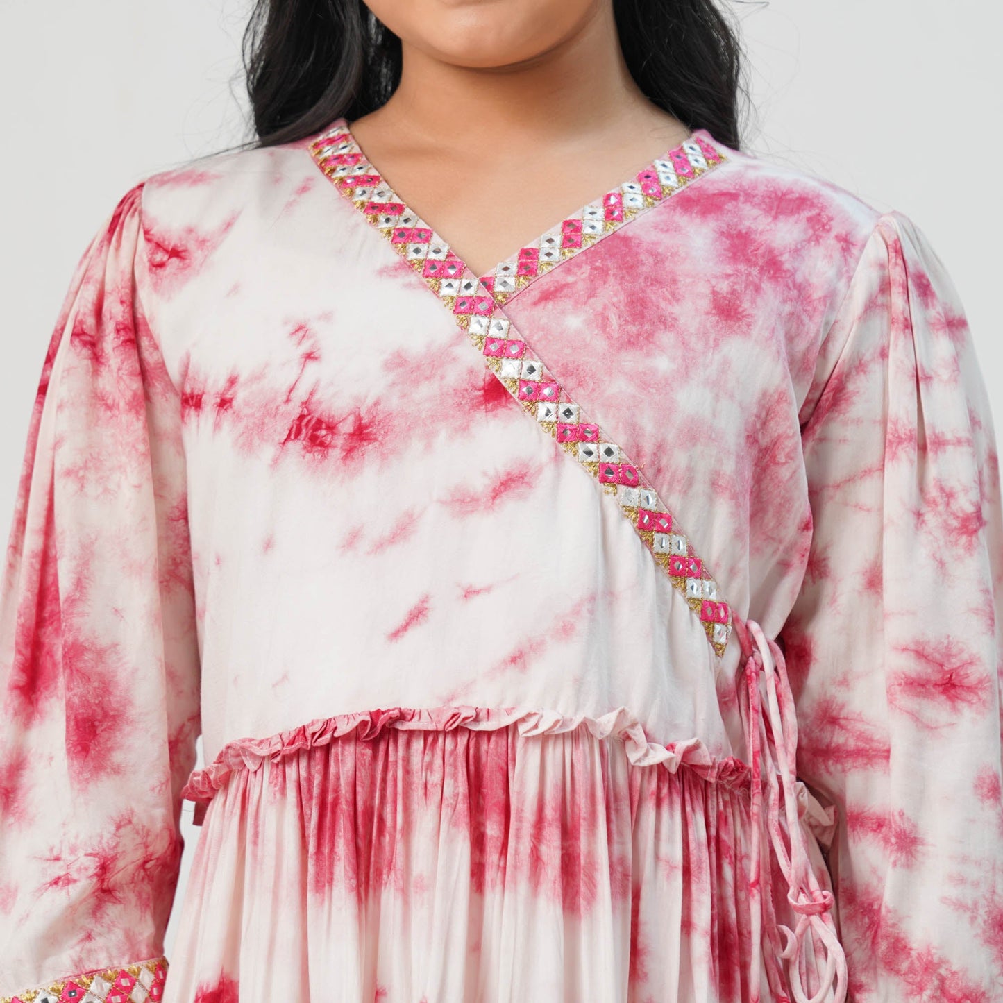 Teen Girls Pink Embroidered Frock