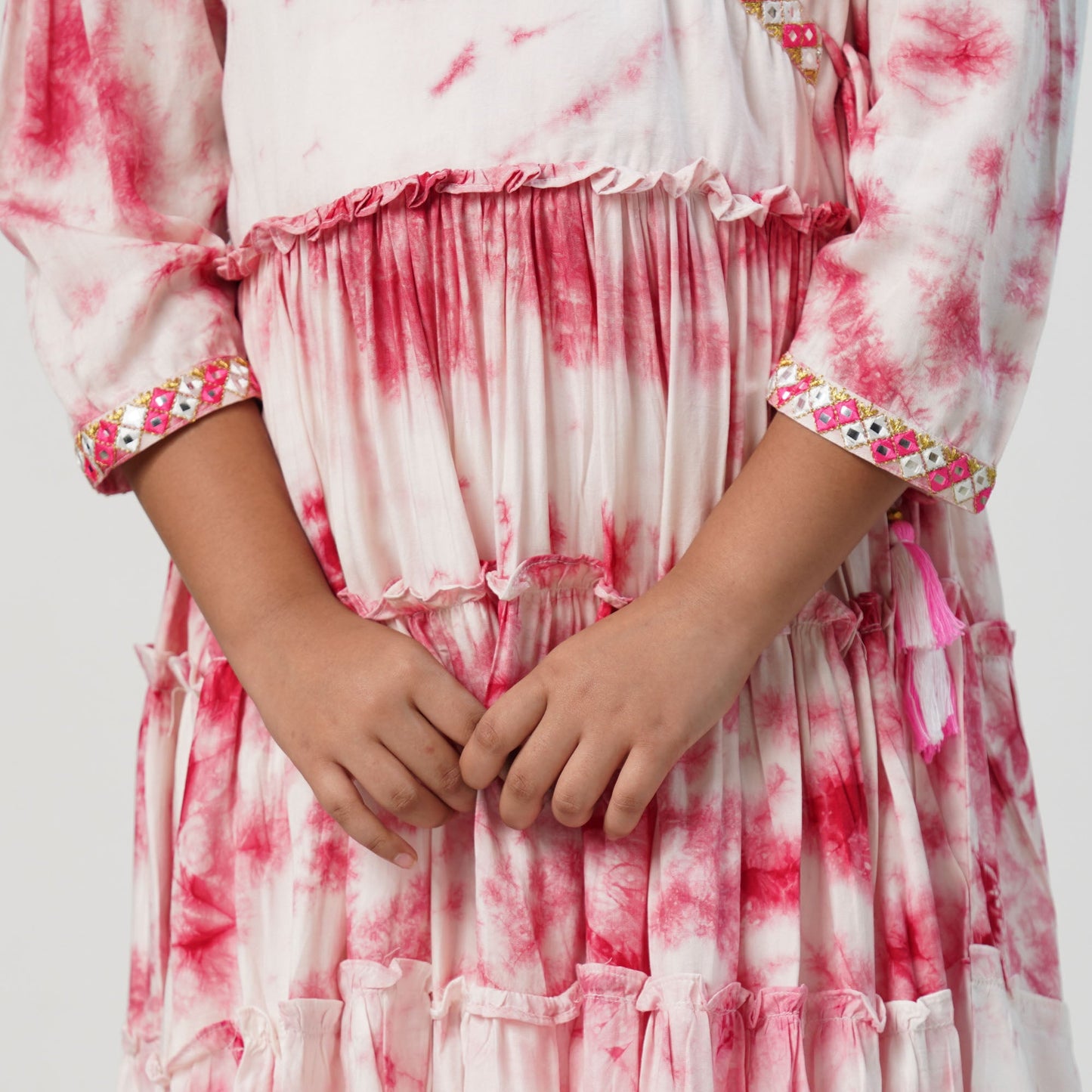 Teen Girls Pink Embroidered Frock