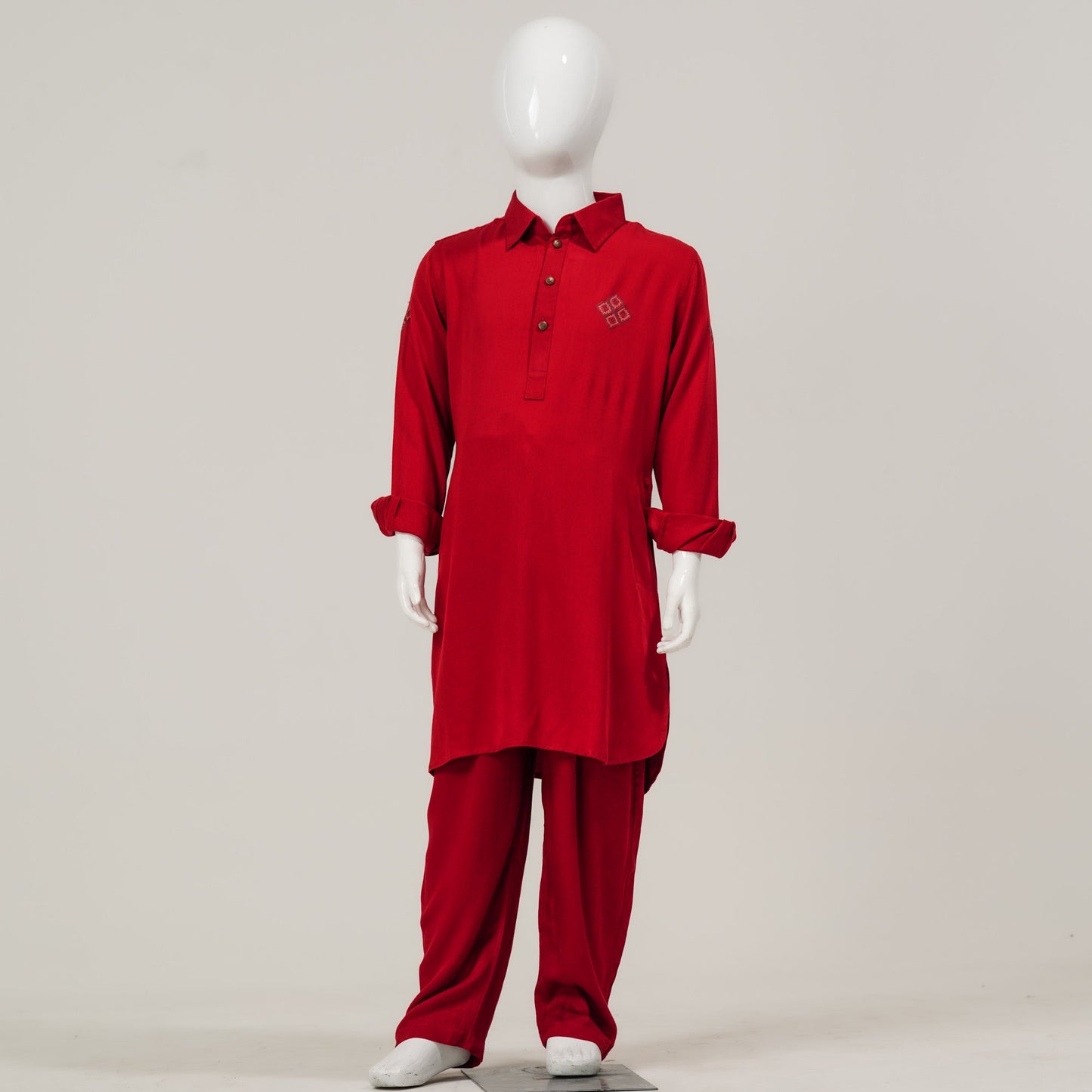 Boys Embroidery Red Kabli