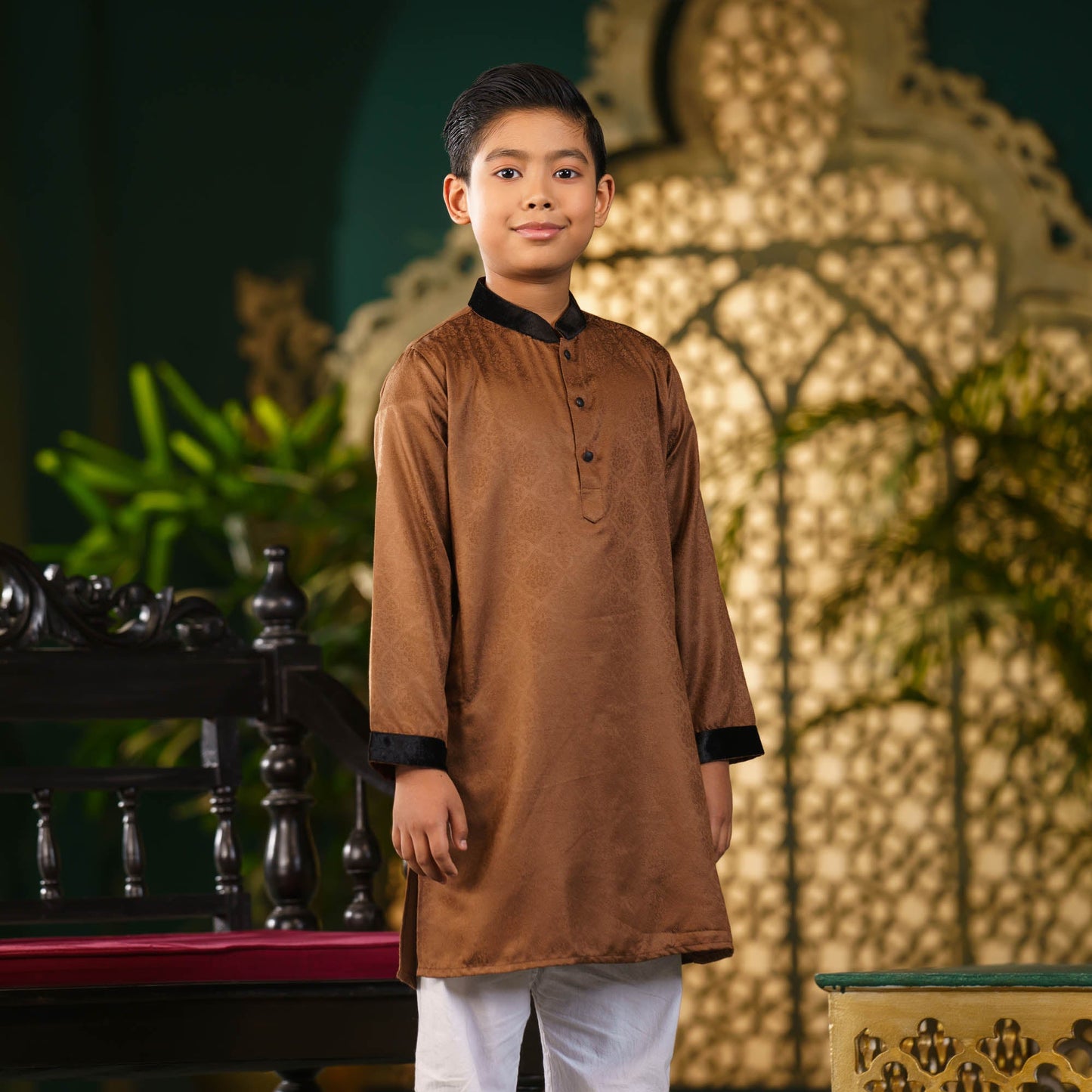 Boys Brown-Beige Panjabi