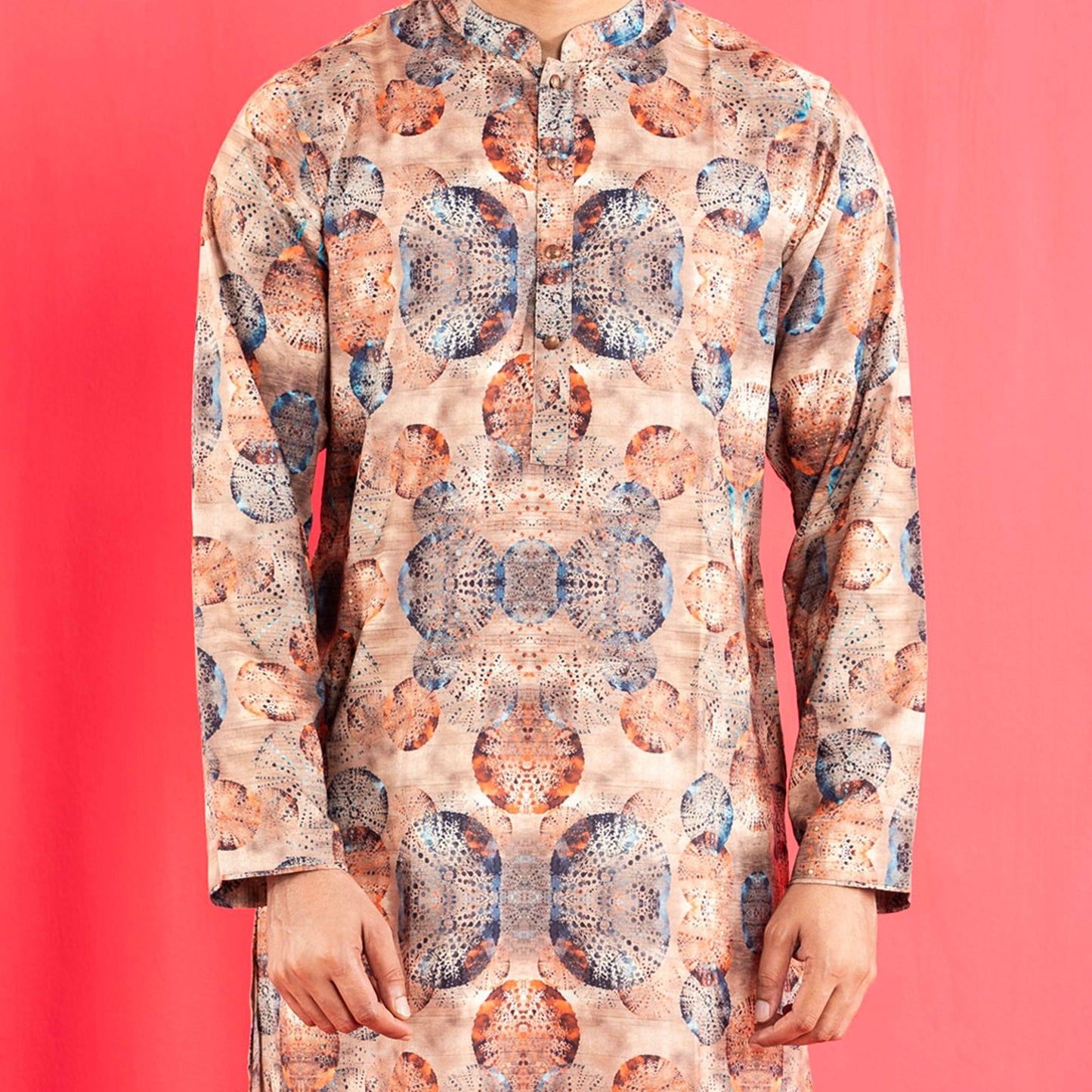 Mens Basic Panjabi- Marble Blue