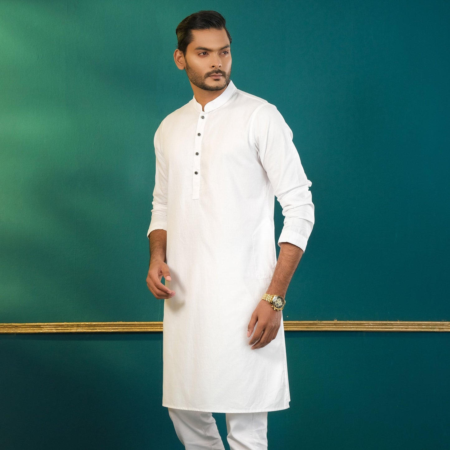Mens White Basic Panjabi