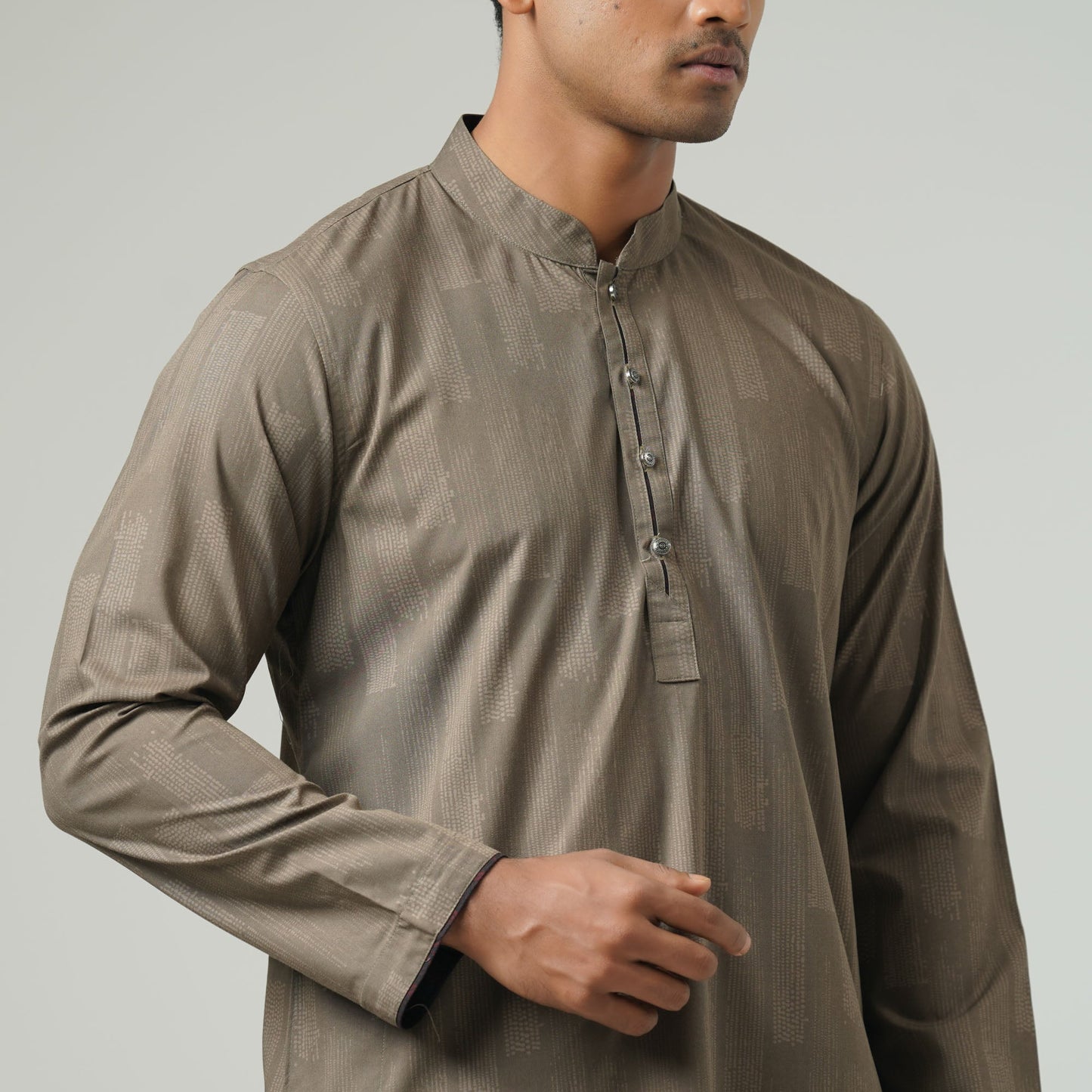 Mens Olive Brown Basic Panjabi