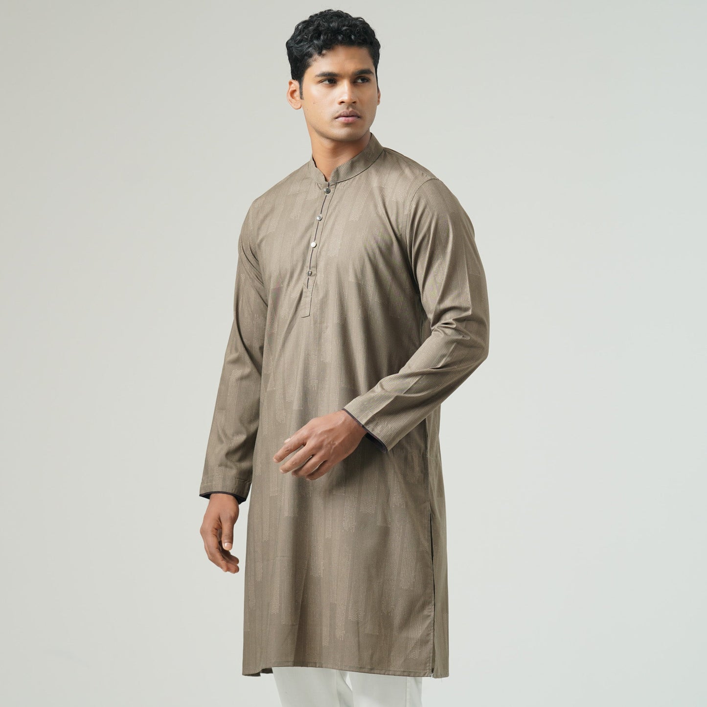 Mens Olive Brown Basic Panjabi