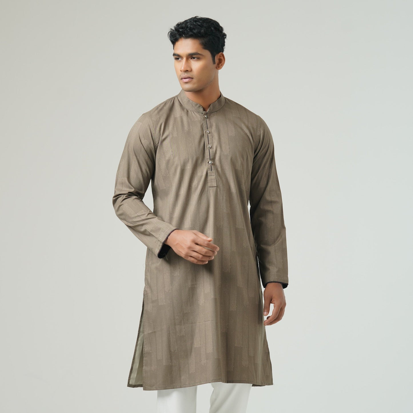 Mens Olive Brown Basic Panjabi