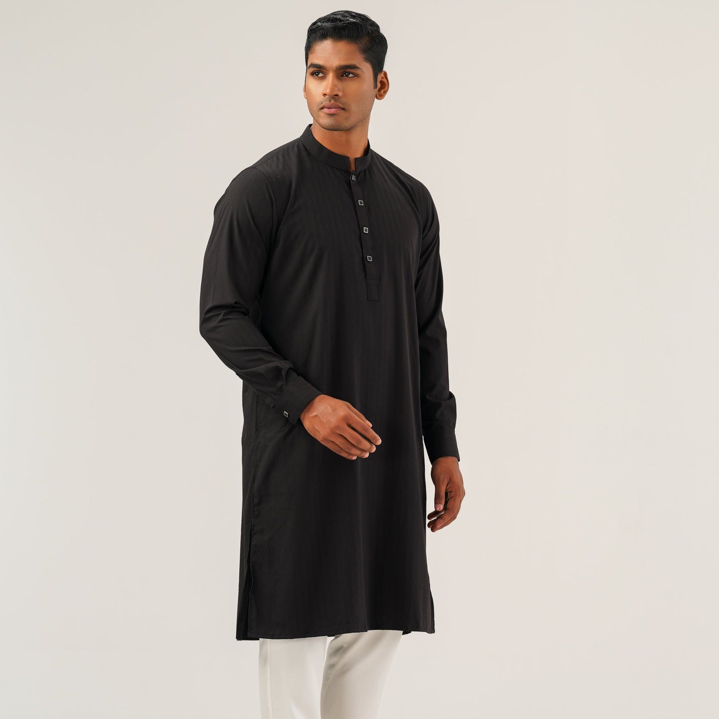 Mens Black Slim Panjabi