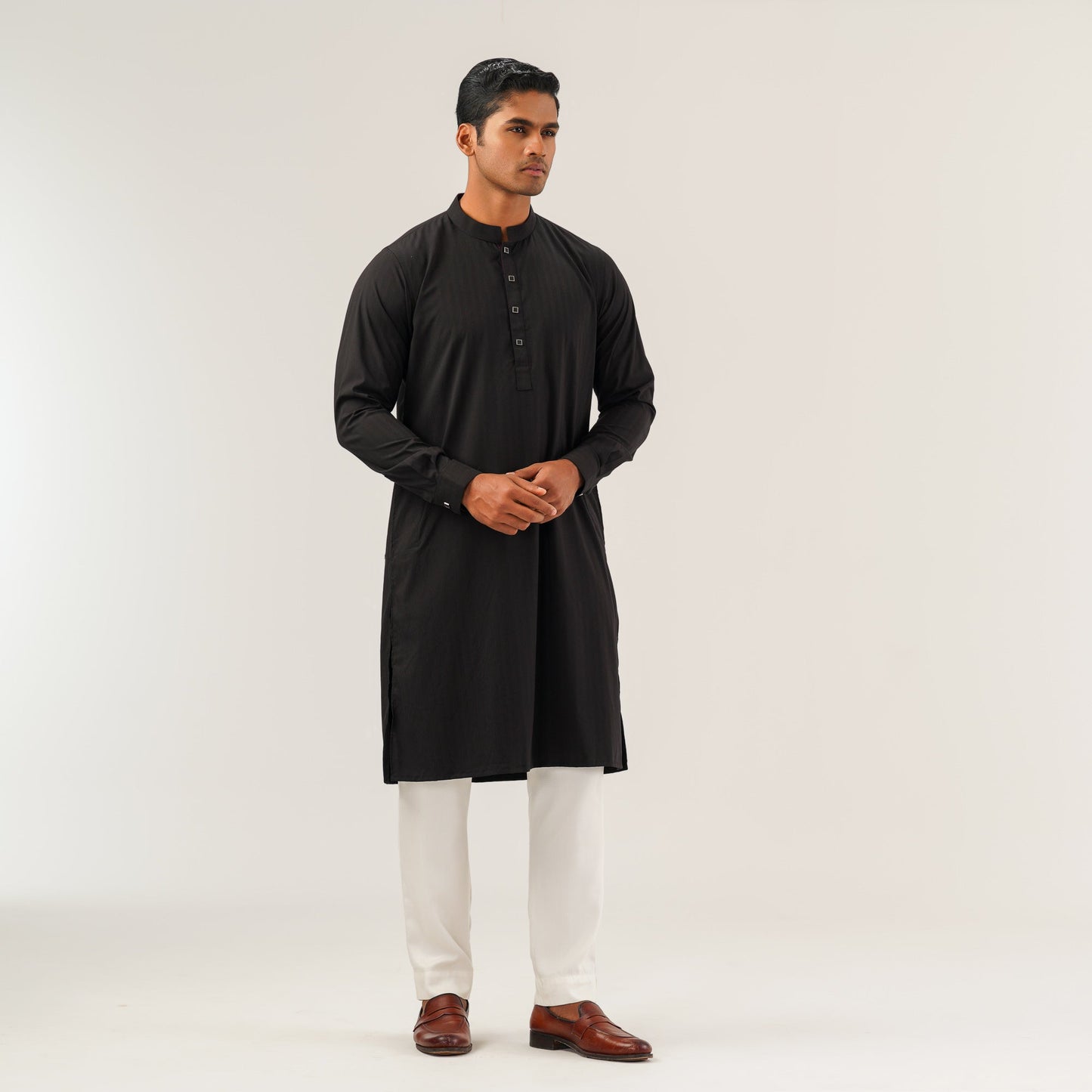 Mens Black Slim Panjabi