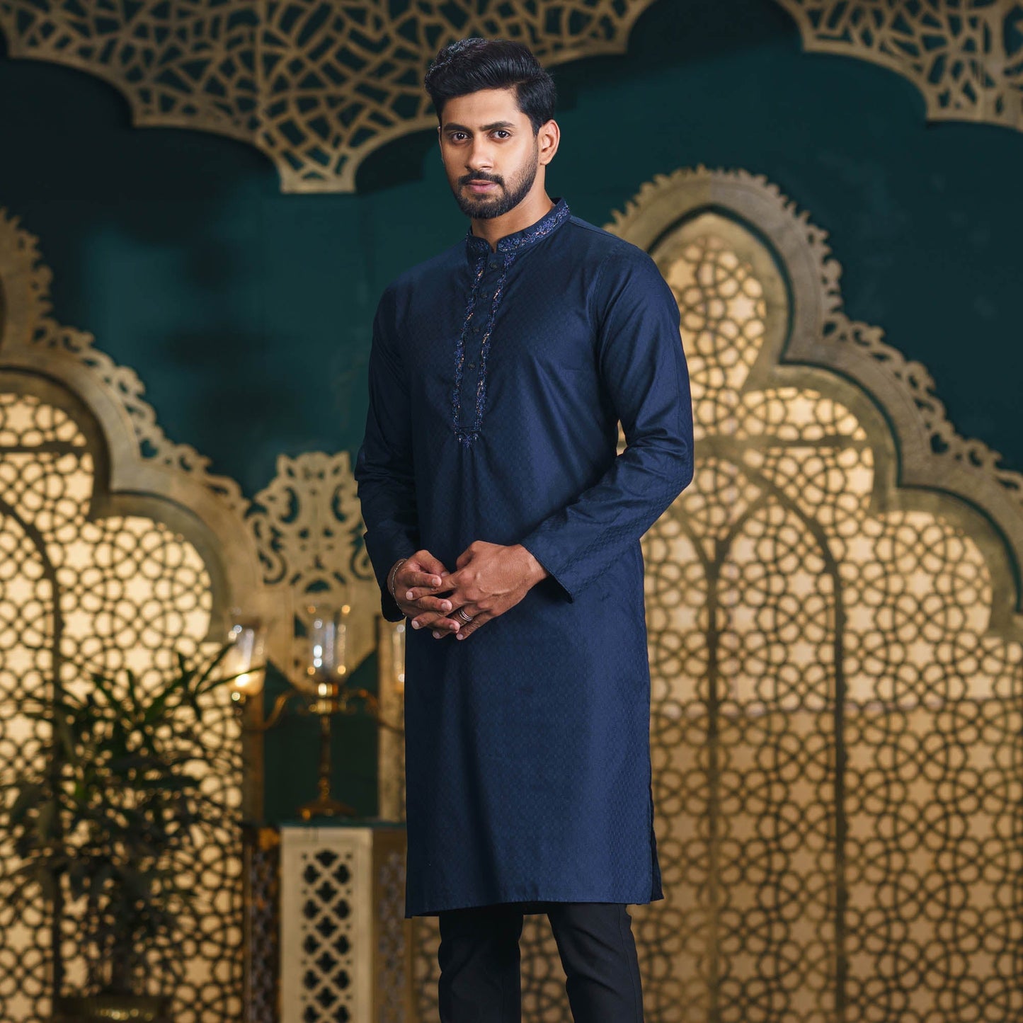 Mens Blue Karchupi Panjabi