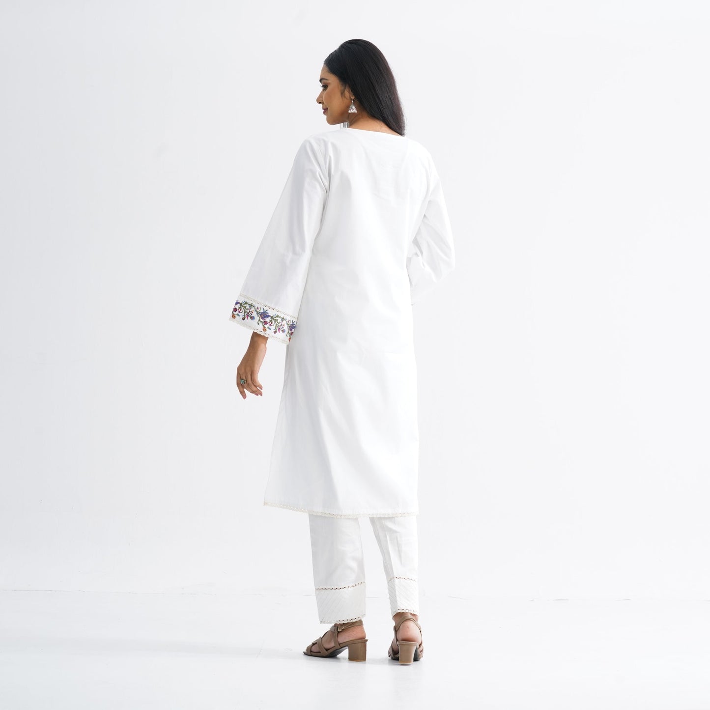 Women’s White Embroidered Two-Piece Set