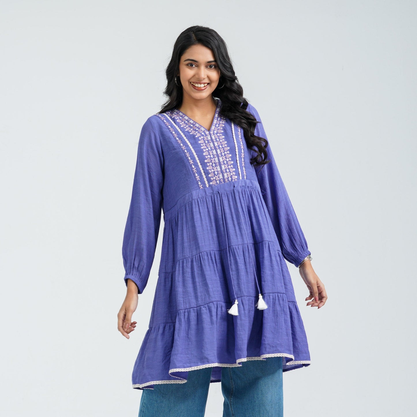 Women’s Purple Embroidered Cotton Top