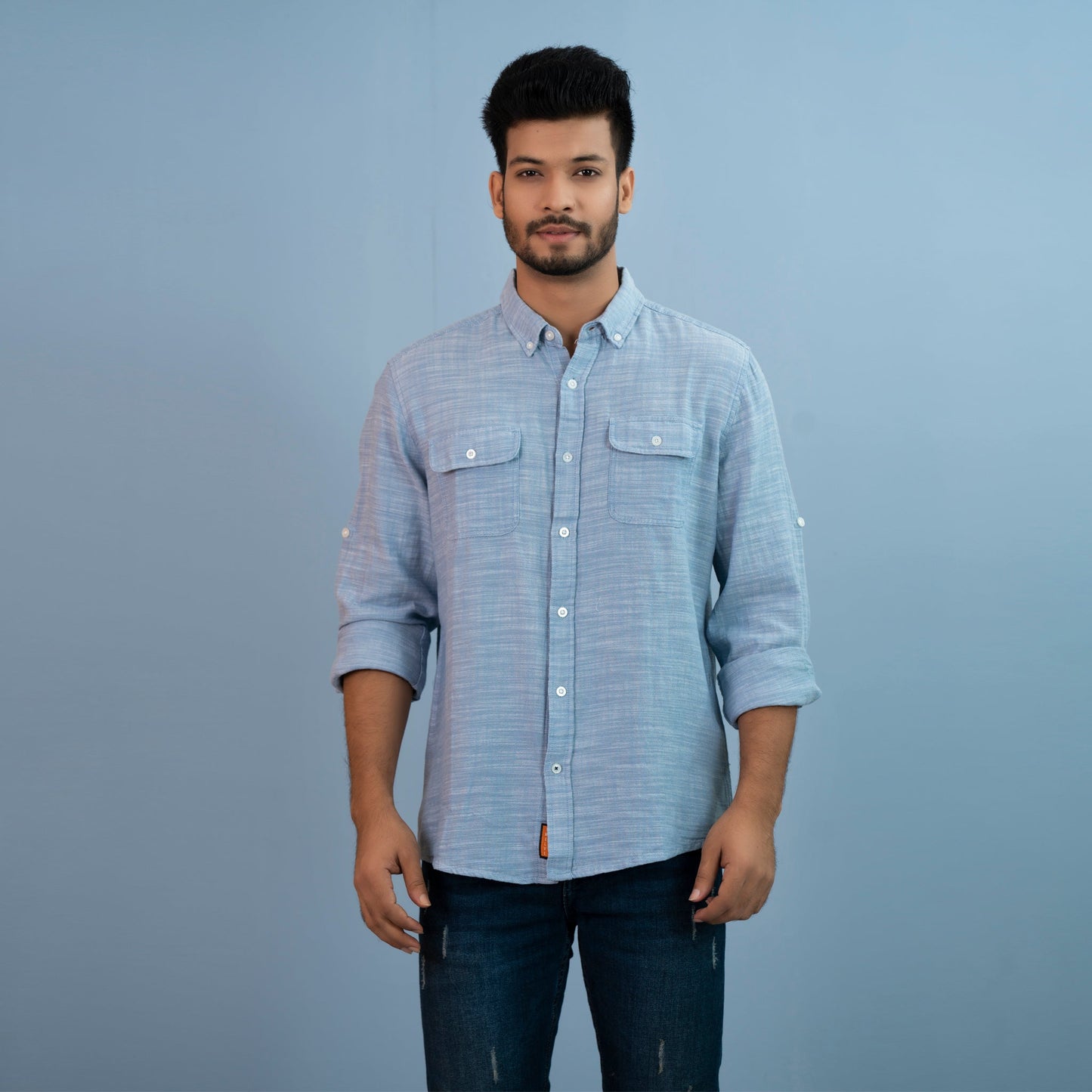 Men's Light-Blue Casual Shirt