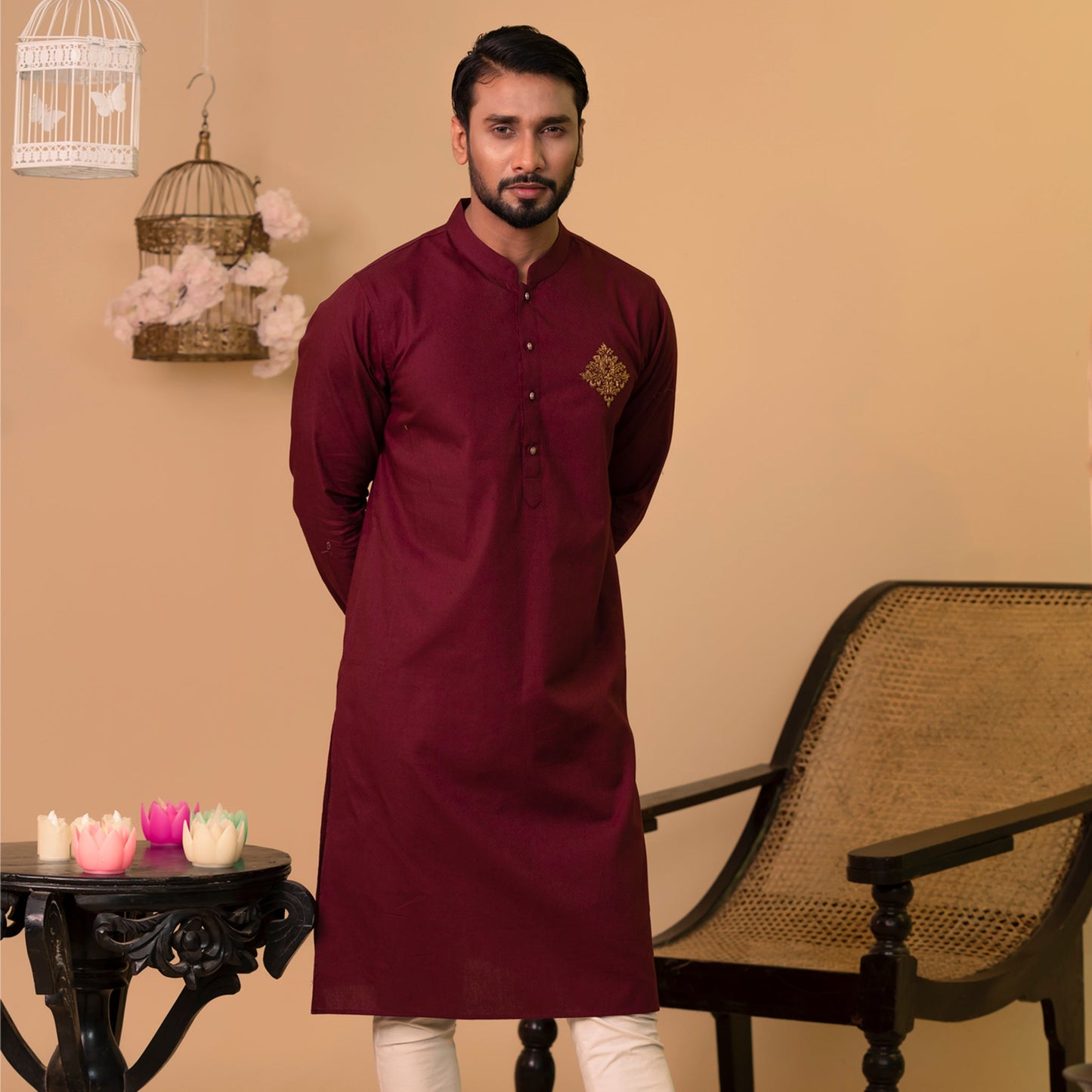 Mans Panjabi-Maroon