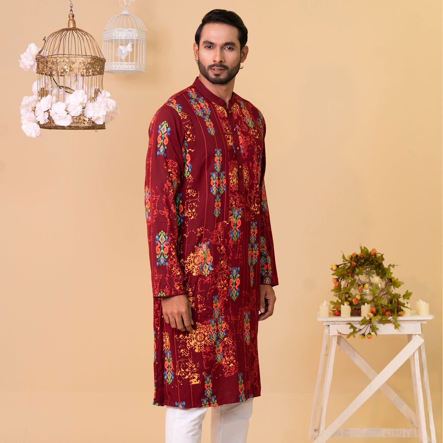 Mens Panjabi-Maroon