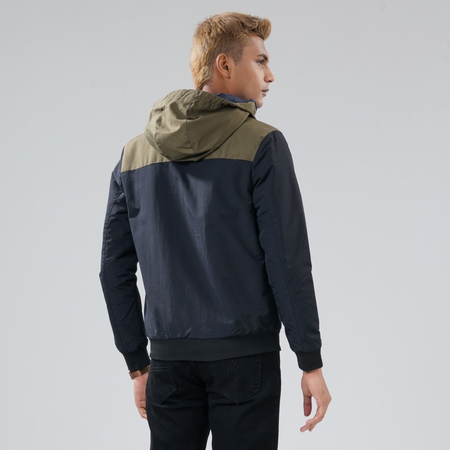 Mens Black & Olive Windbreaker