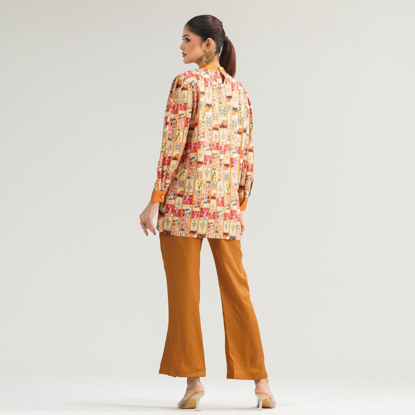 Women Orange Ethnic Two Piece