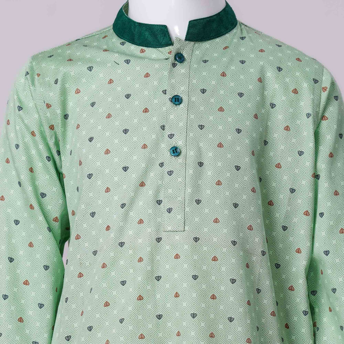 Boys Light Green Print Panjabi