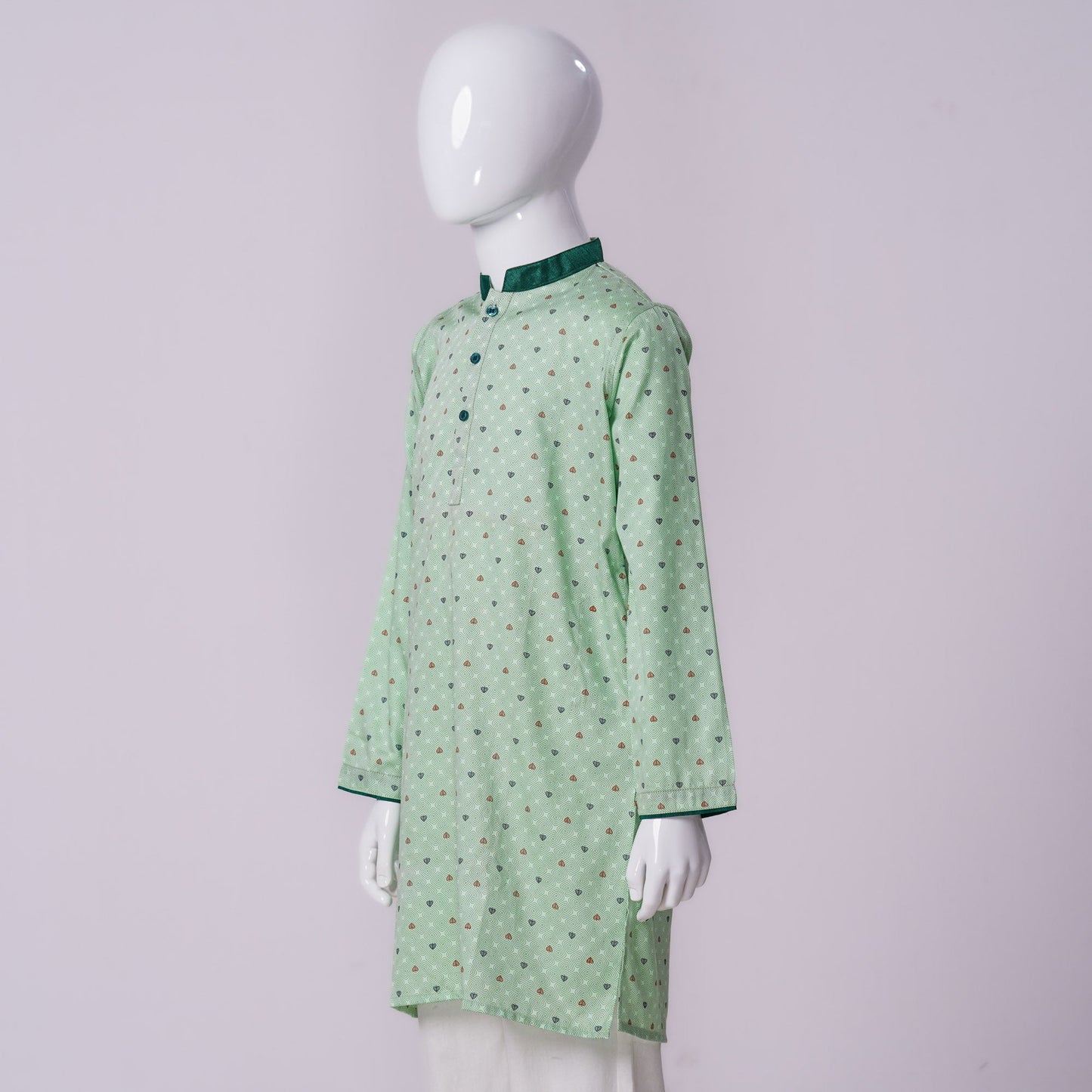 Boys Light Green Print Panjabi