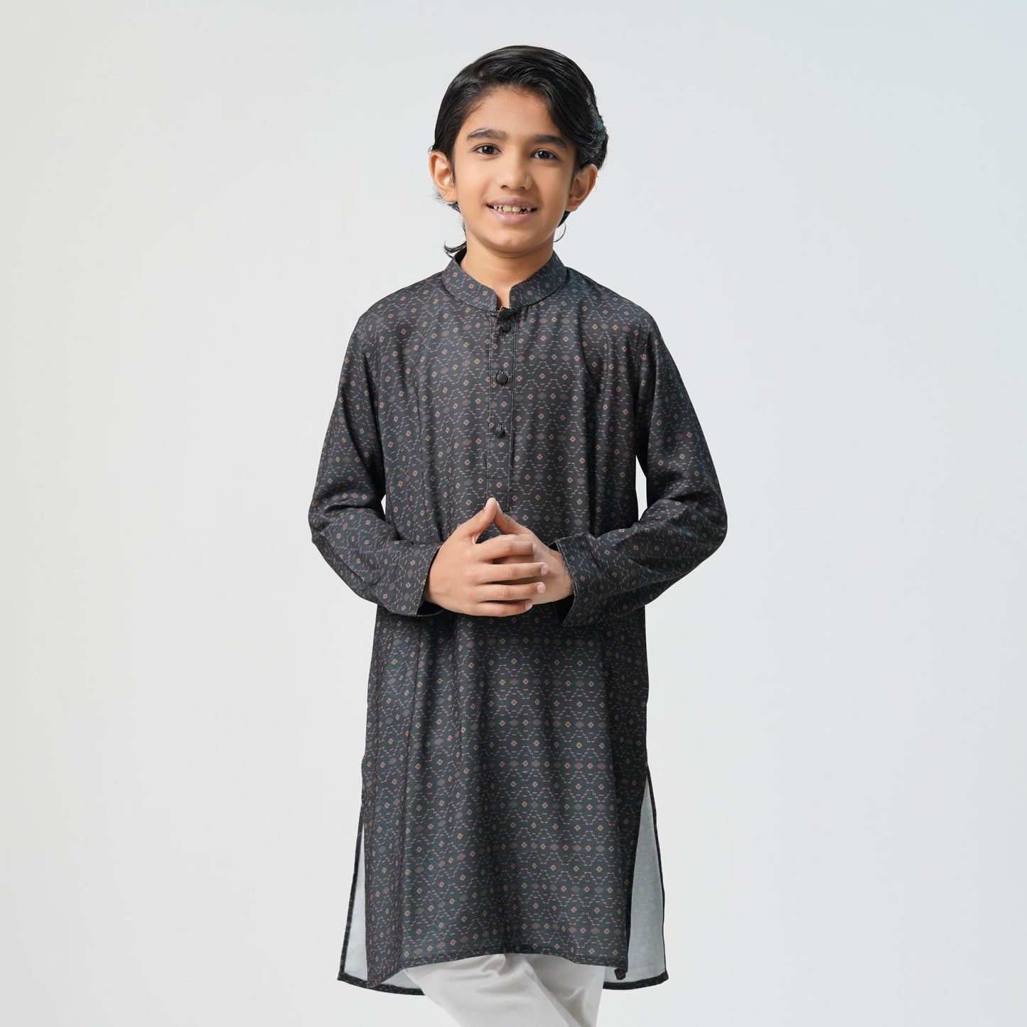 Boys Black Printed Panjabi