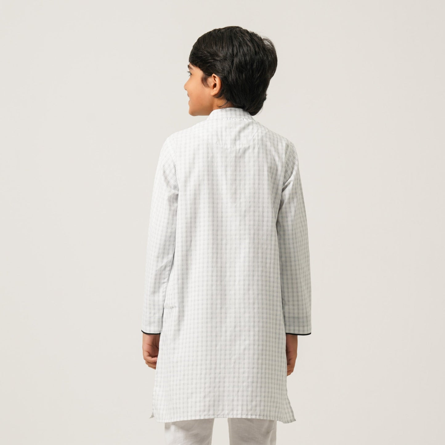 Boys White Check Panjabi