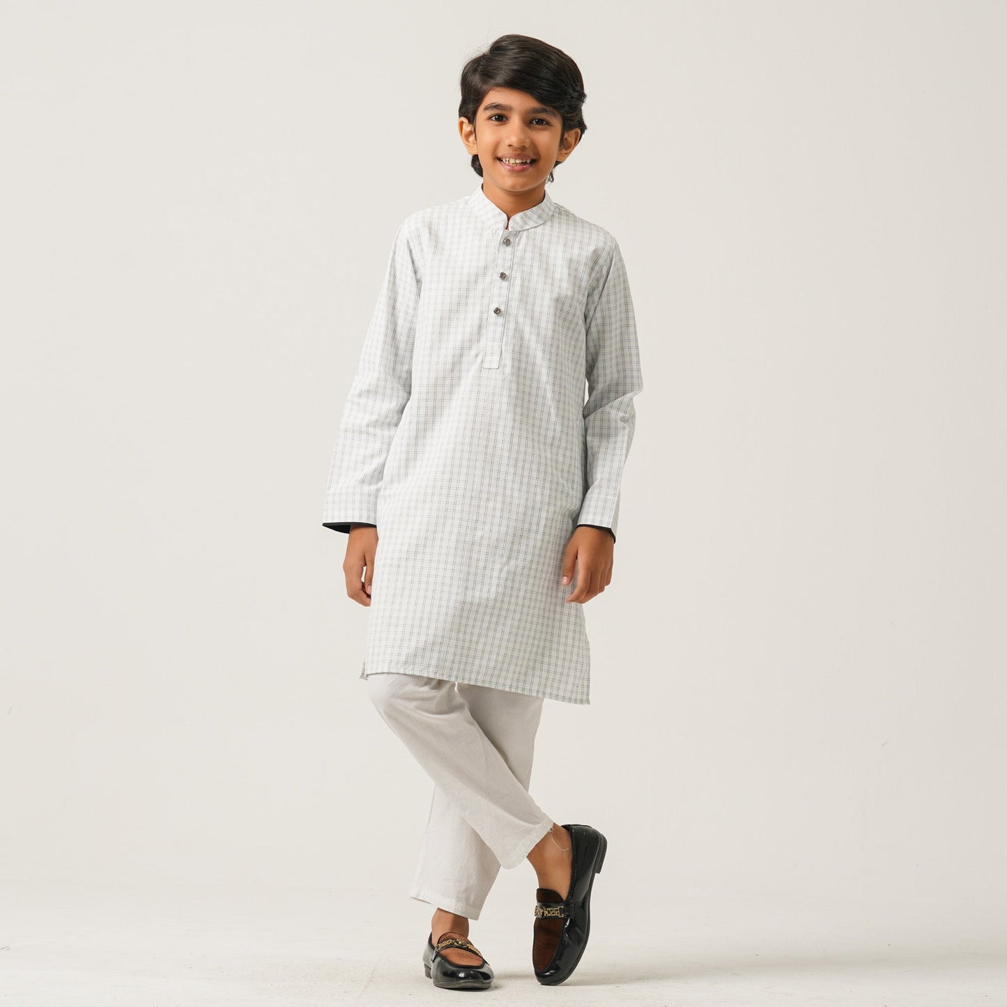 Boys White Check Panjabi