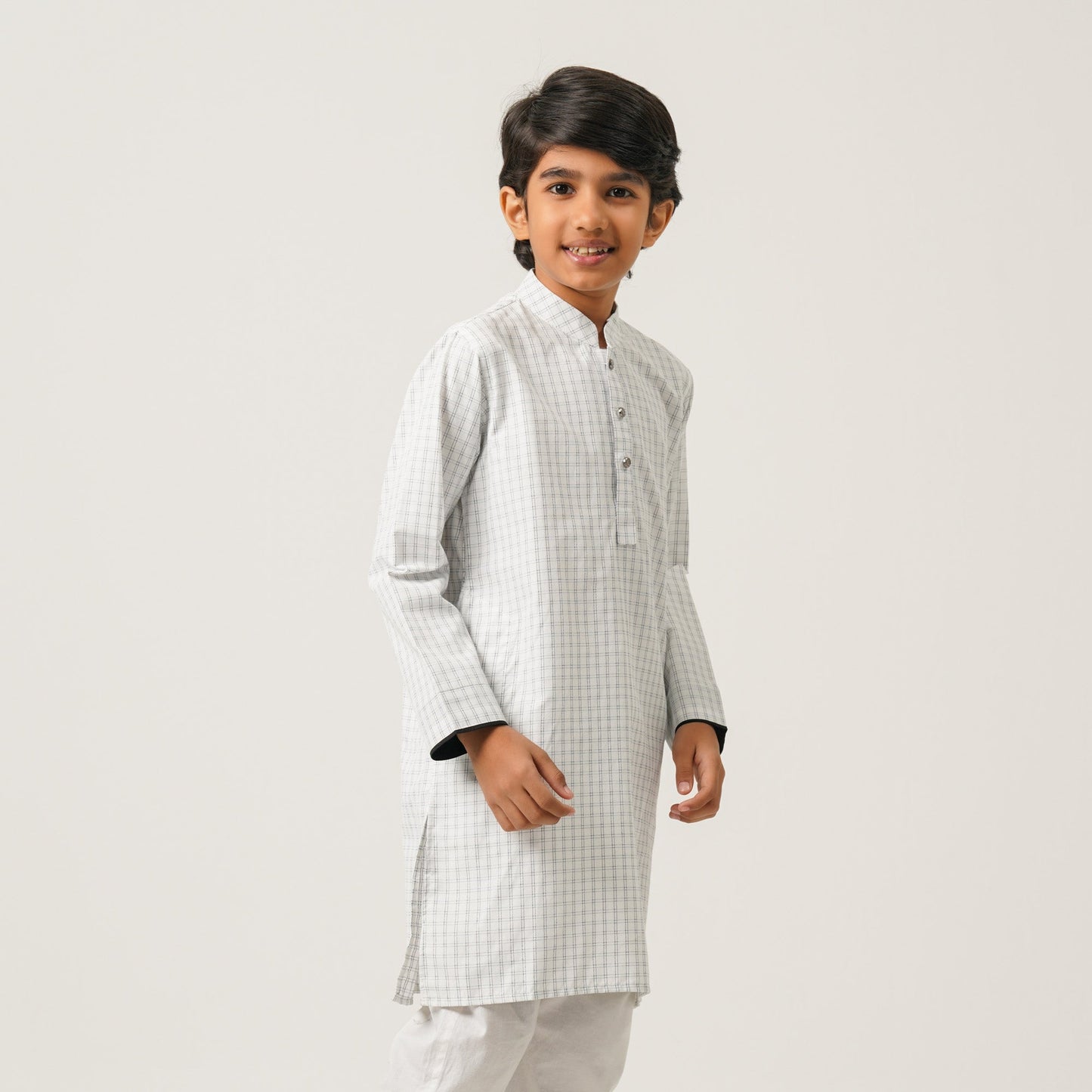 Boys White Check Panjabi