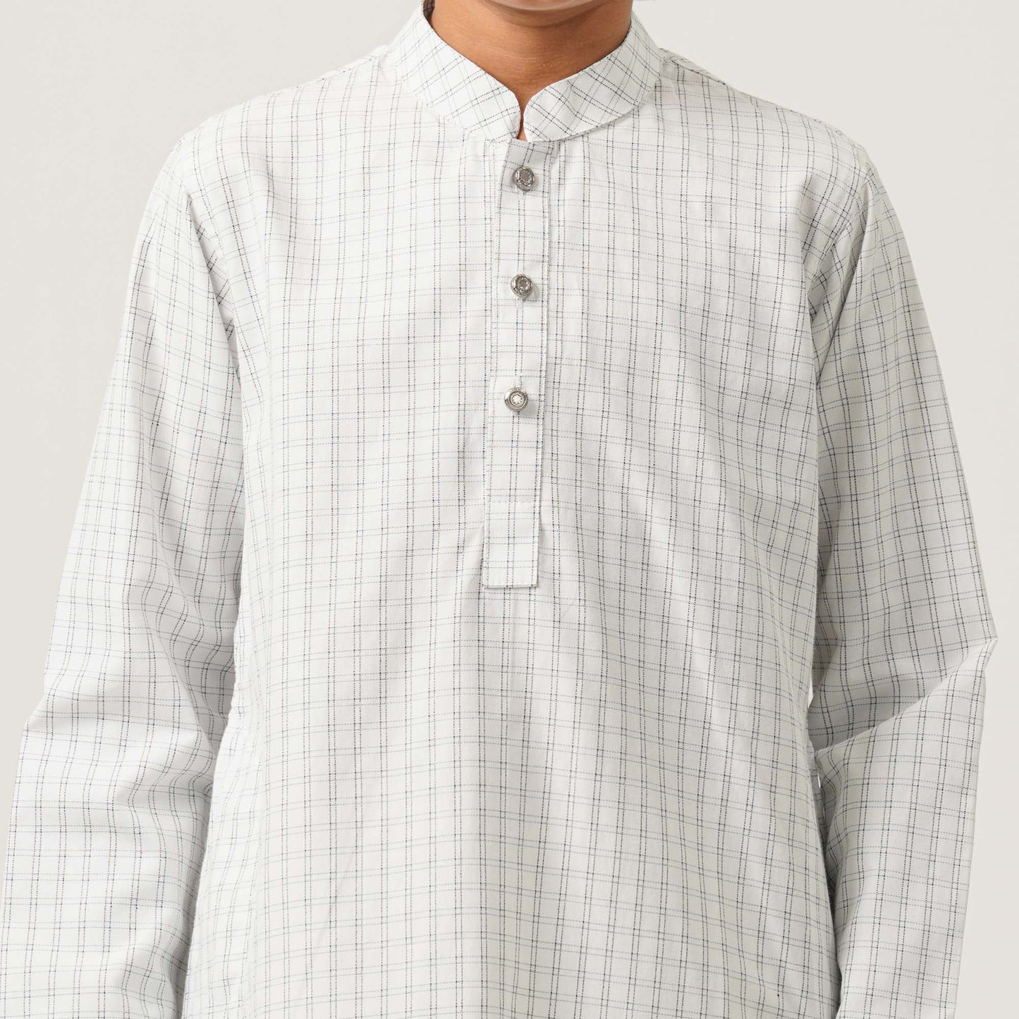Boys White Check Panjabi
