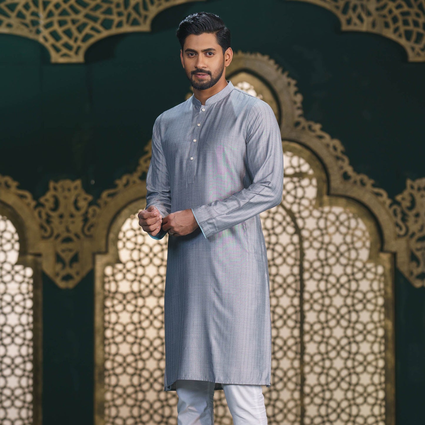 Men's Grey Basic Panjabi