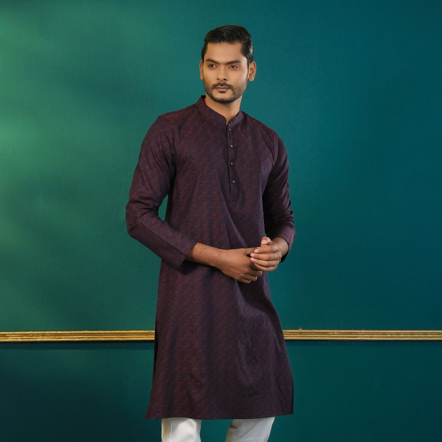 Men’s Purple Jacquard Panjabi